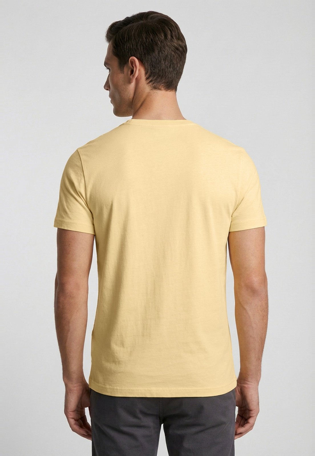 Vista 3 Camiseta Masculina Tommy Jeans TJM AB Jersey Tee Amarela amarelo Tommy Jeans amarelo