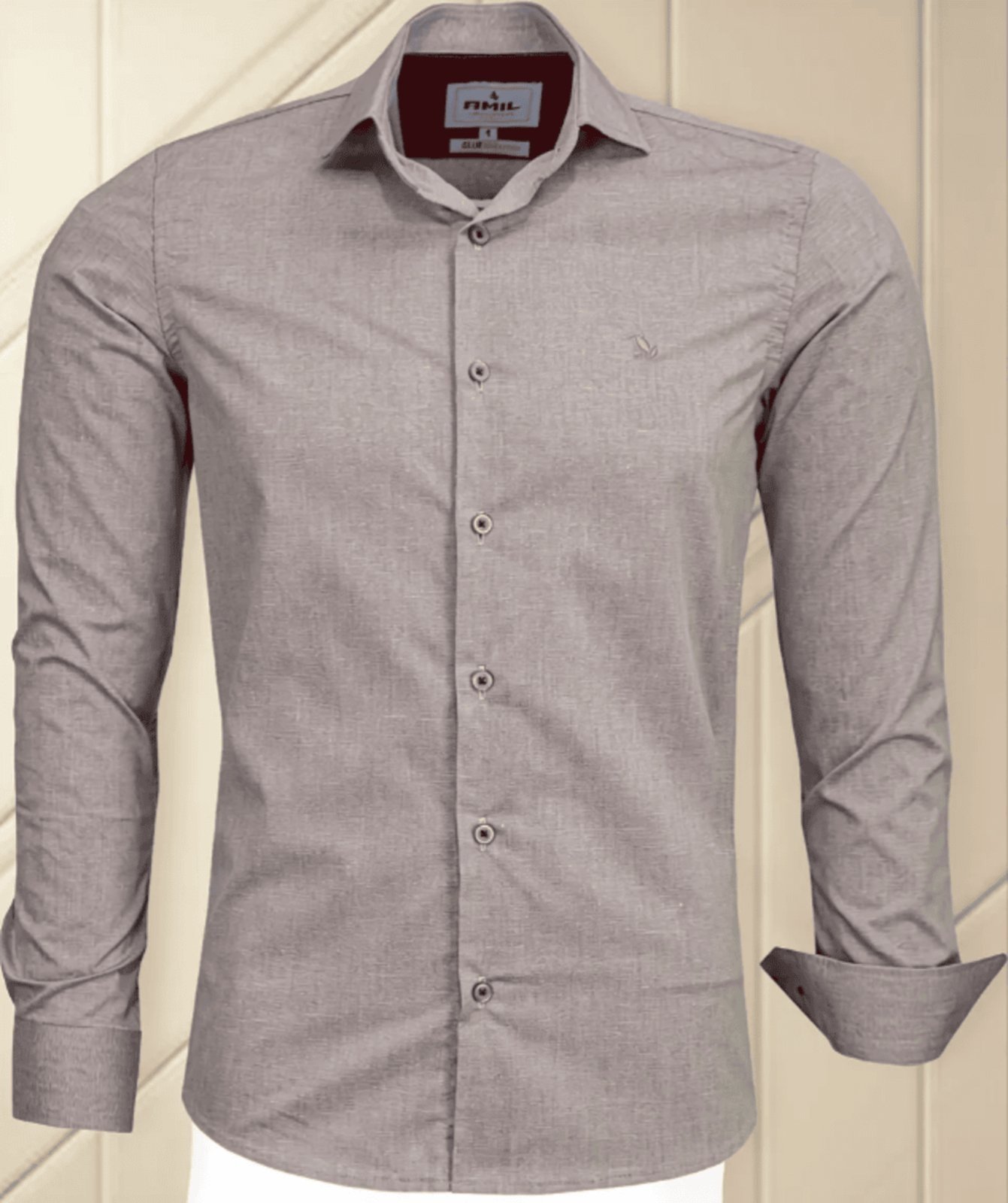 Camisa Social Amil Slim Expert Misto com Elastano Macia Fácil de Passar M/Longa Luxo Vinho