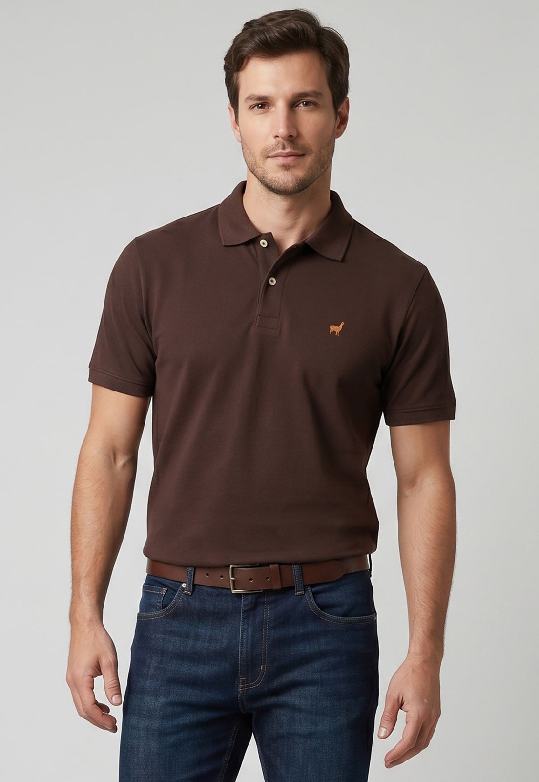Camisa Polo Masculina Zapälla Logo Marrom