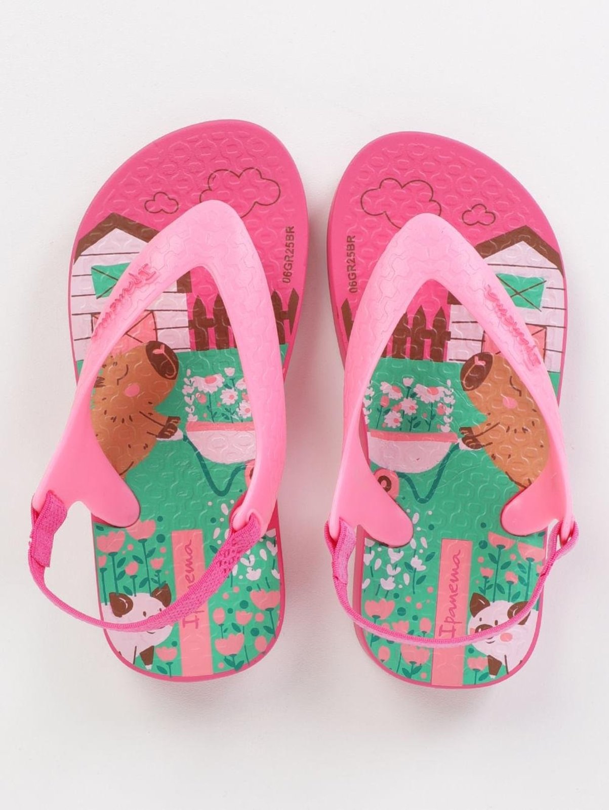 Chinelo Baby Capivara Para Menina- ROSA/VERDE