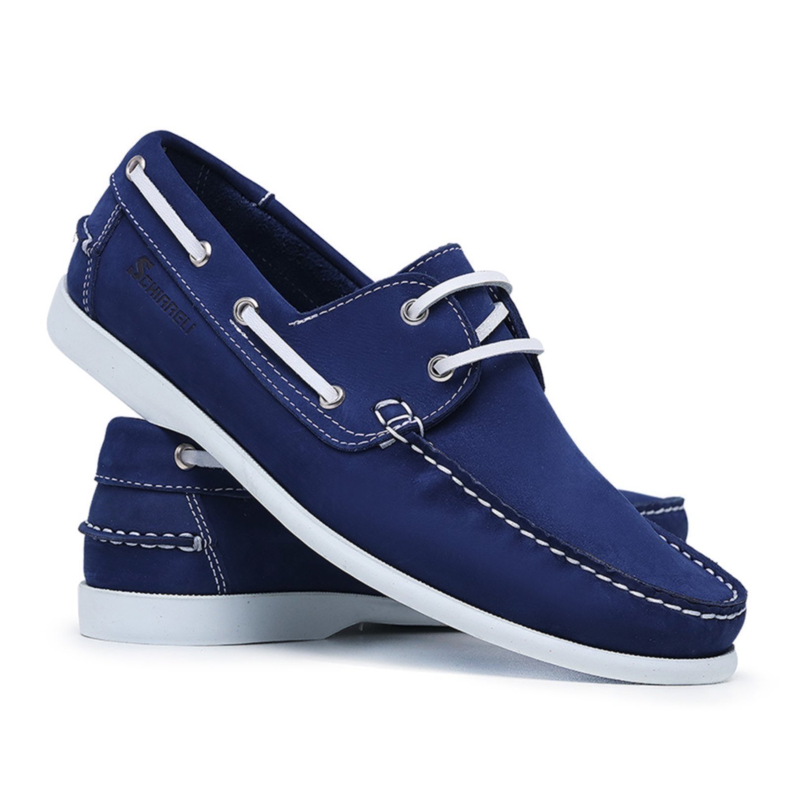 Mocassim Masculino De Couro Schiareli 606 Macio Leve Confortável Azul Royal