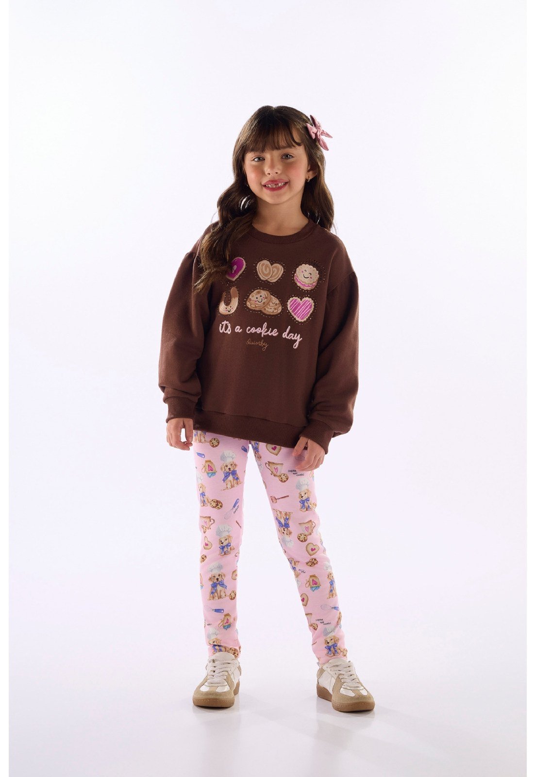 Infantil - Conjunto Cookie Mood Felpado Quimby Marrom