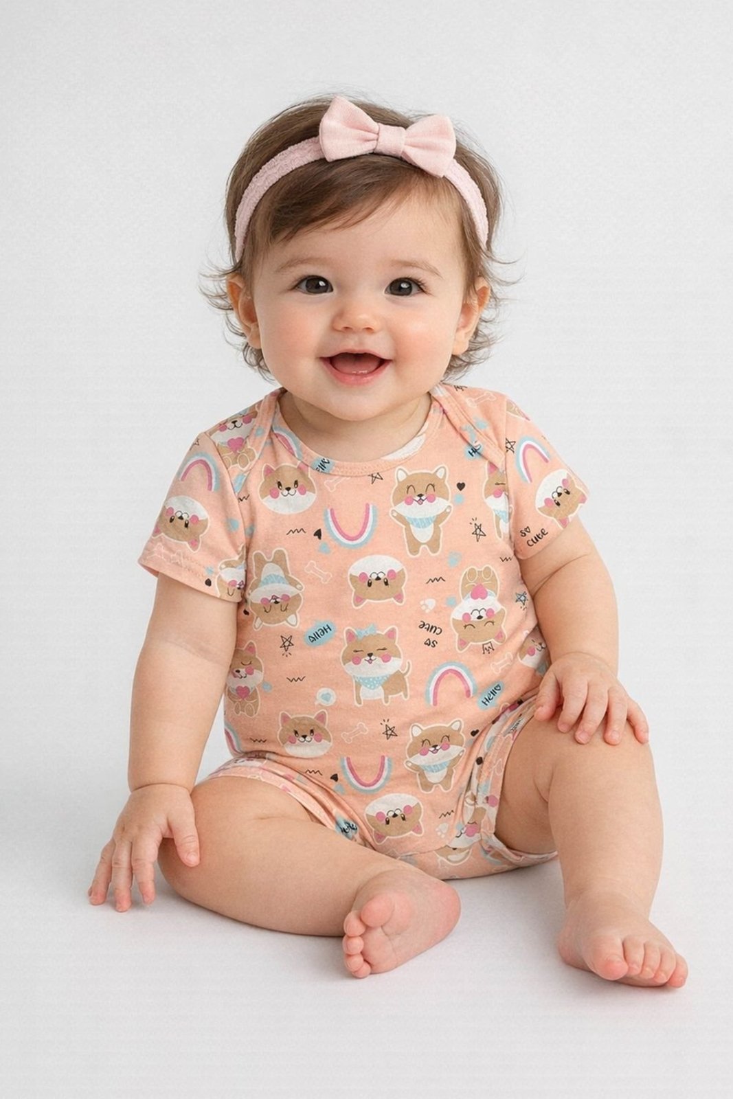 Vista 2 Infantil - Macacão Unissex Estampado Elian laranja Elian laranja
