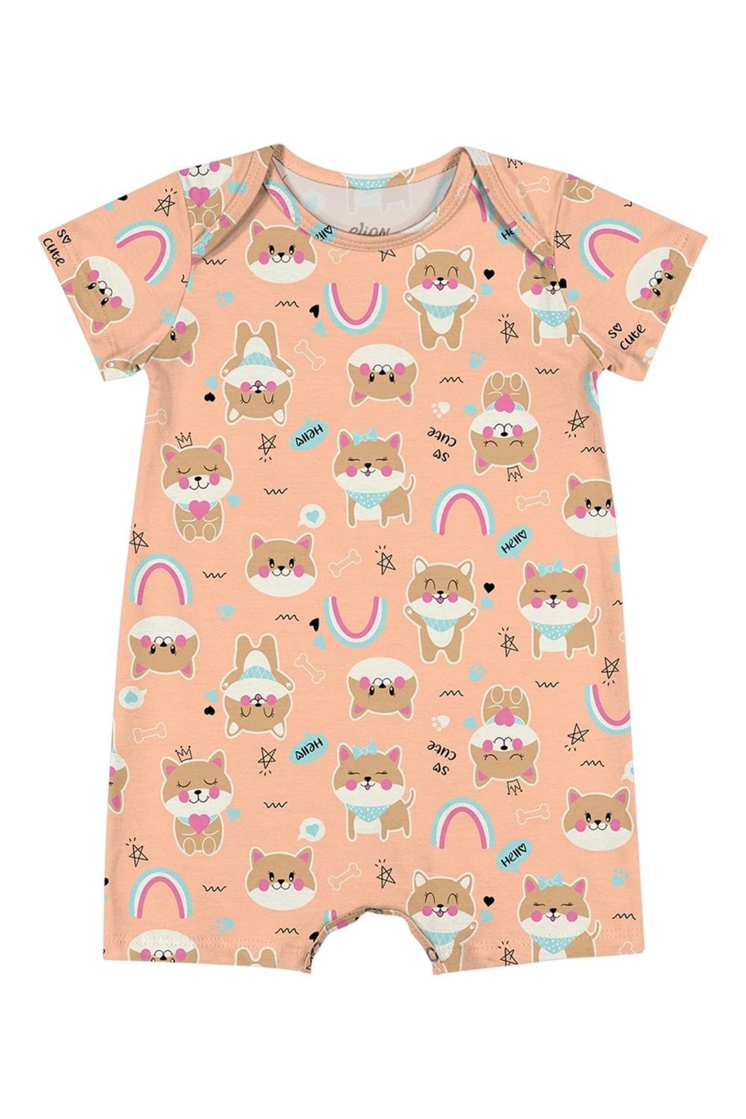 Vista 3 Infantil - Macacão Unissex Estampado Elian laranja Elian laranja