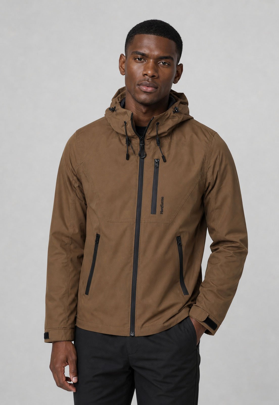Jaqueta Masculina Hang Loose Capuz Marrom