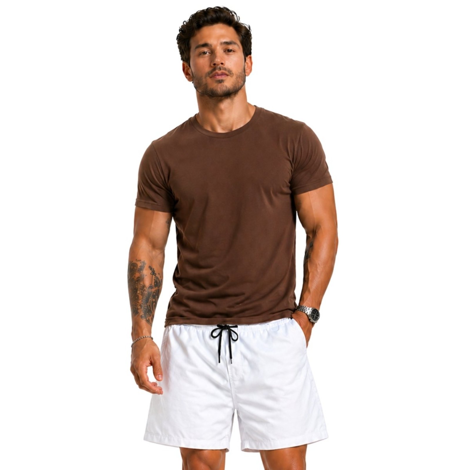 Conjunto Short Masculino BermudaTactel Elastano + Camiseta Basica Moda Sofisticada