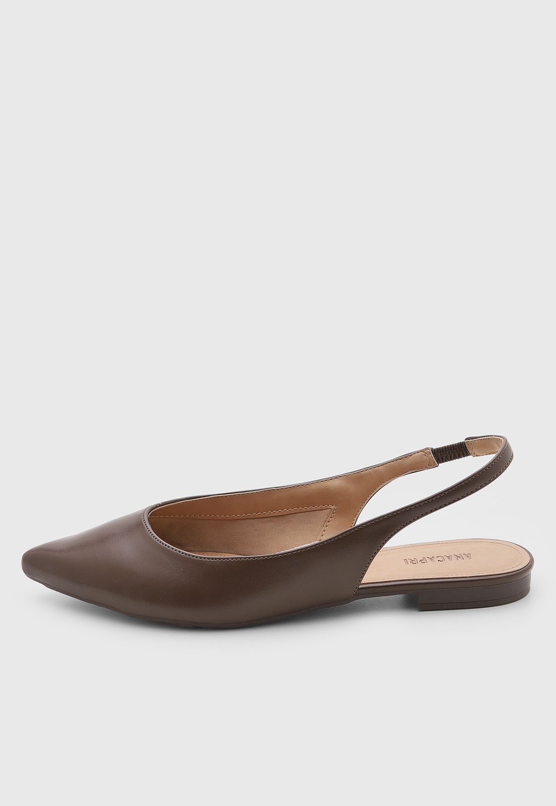 Sapatilha Feminina ANACAPRI Slingback Bico Fino Marrom