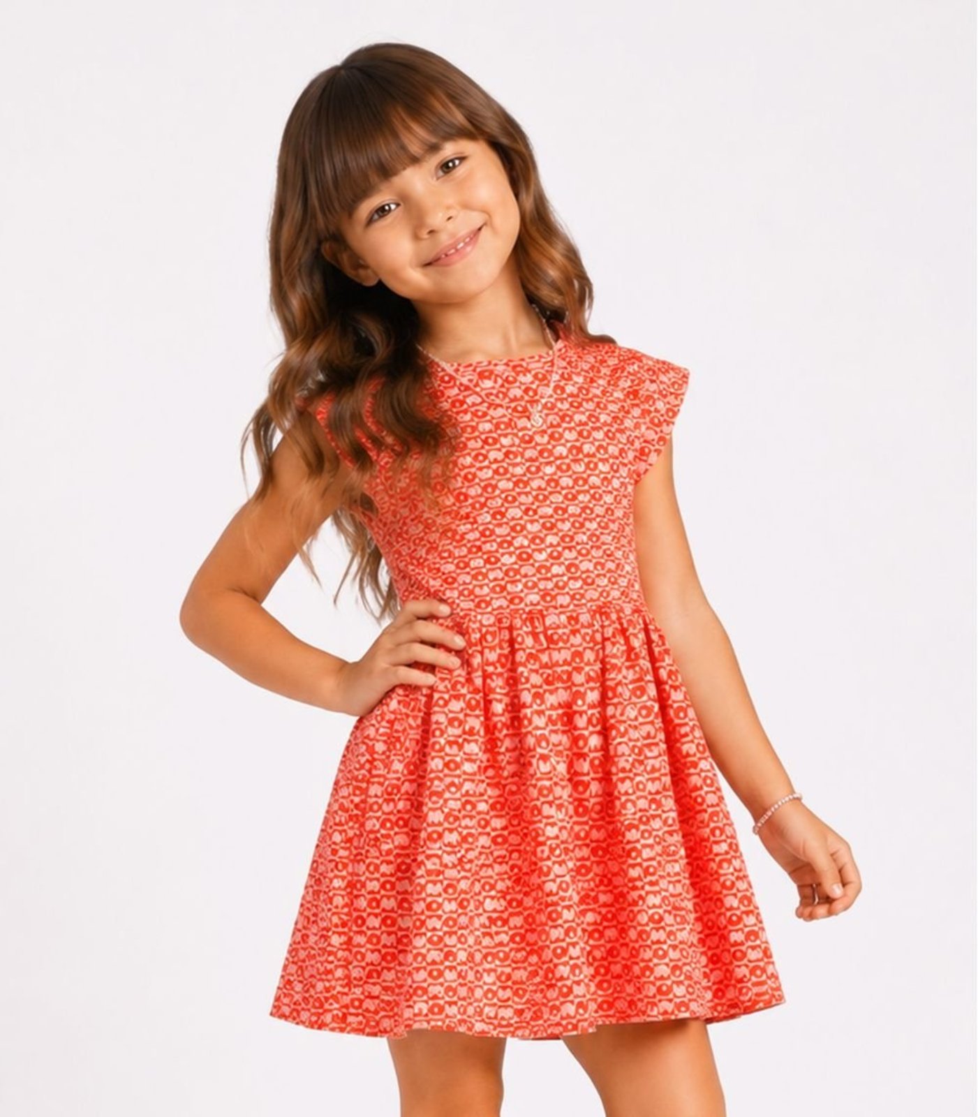 Infantil - Vestido Feminino Jacquard Vegas Select Laranja