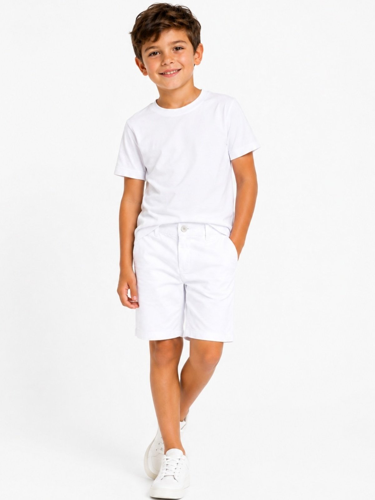 Vista 2 Infantil - Bermuda Alfaiataria Crawling Masculina Branca branco Crawling branco