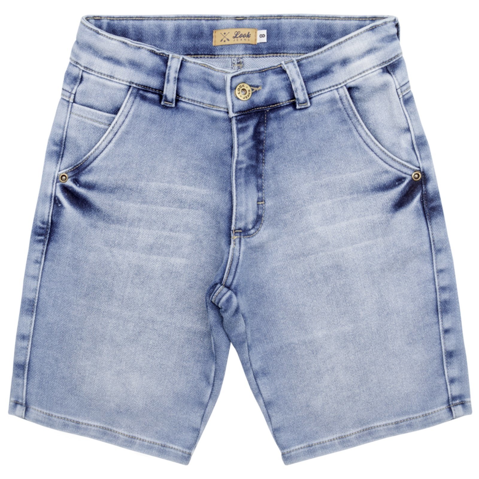 Infantil - Bermuda Juvenil Look Jeans Clássica Jeans Moletom