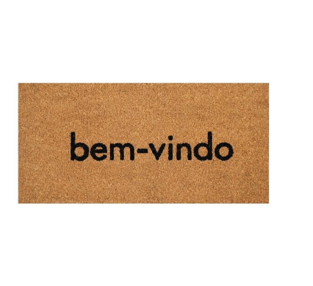 Capacho Retangular Fibra De Coco Base PVC 70x33cm - Komeco Bem-Vindo