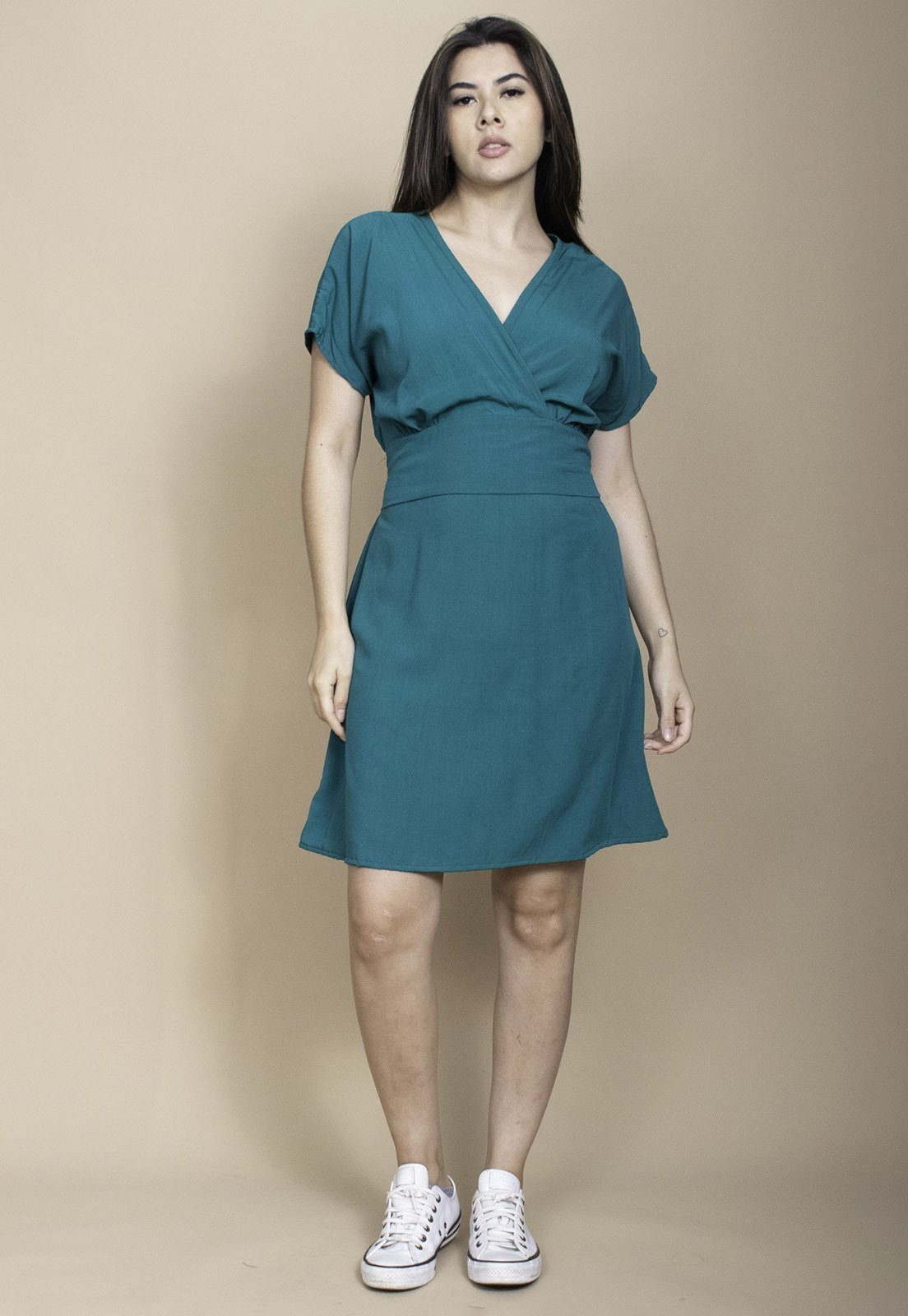 Vestido Cabanafree Curto Viscose Elastex nas Costas Verde