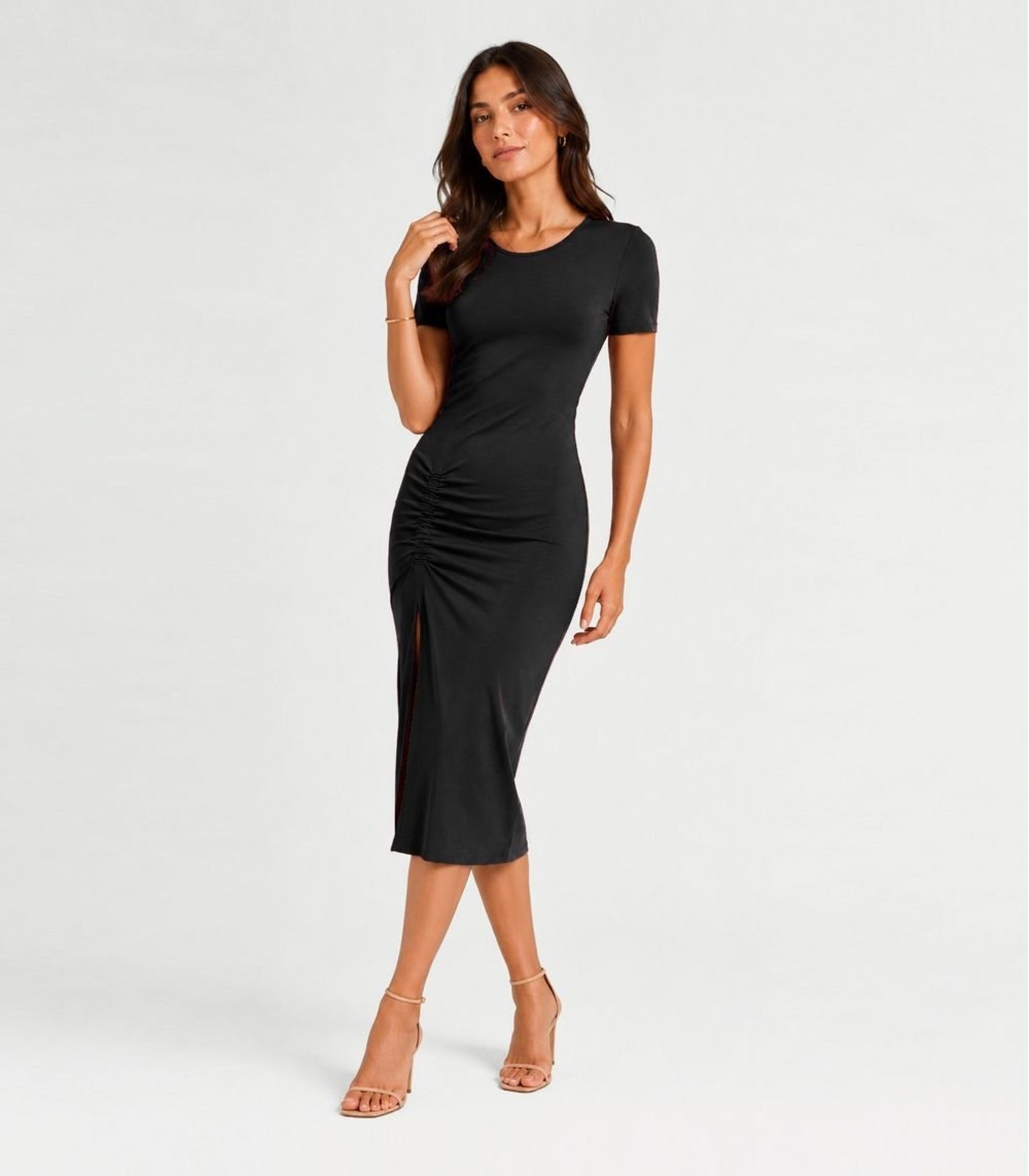 Vestido Midi Em Visco Classic Infinita Cor Preto