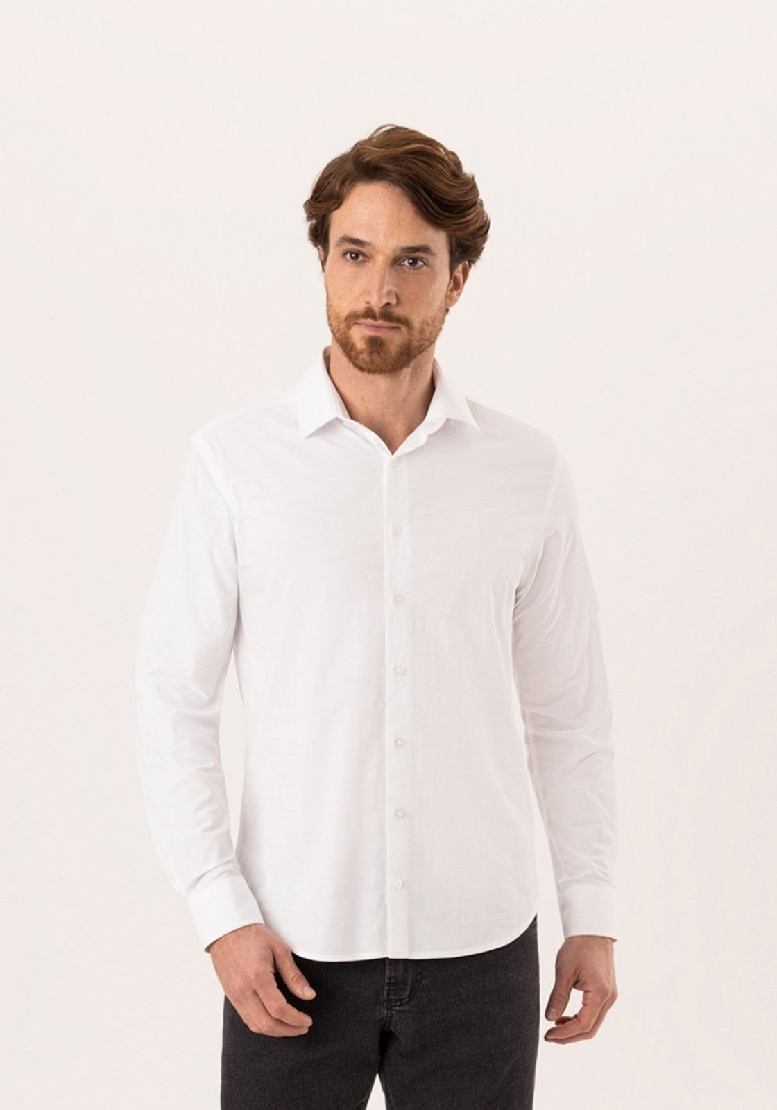 Camisa Slim Fit Em Tecido Com Fibra De Bambu