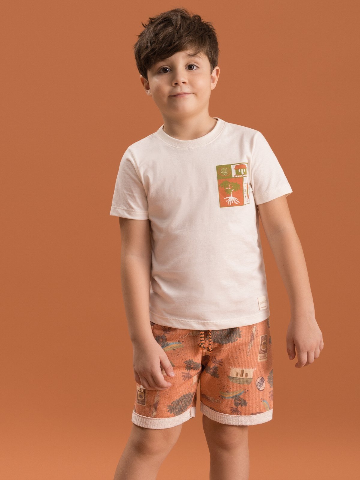 Vista 3 Infantil - Conjunto Bugbee em Malha e Moletom Texturizado Eco estampado/off-white Bugbee estampado/off-white