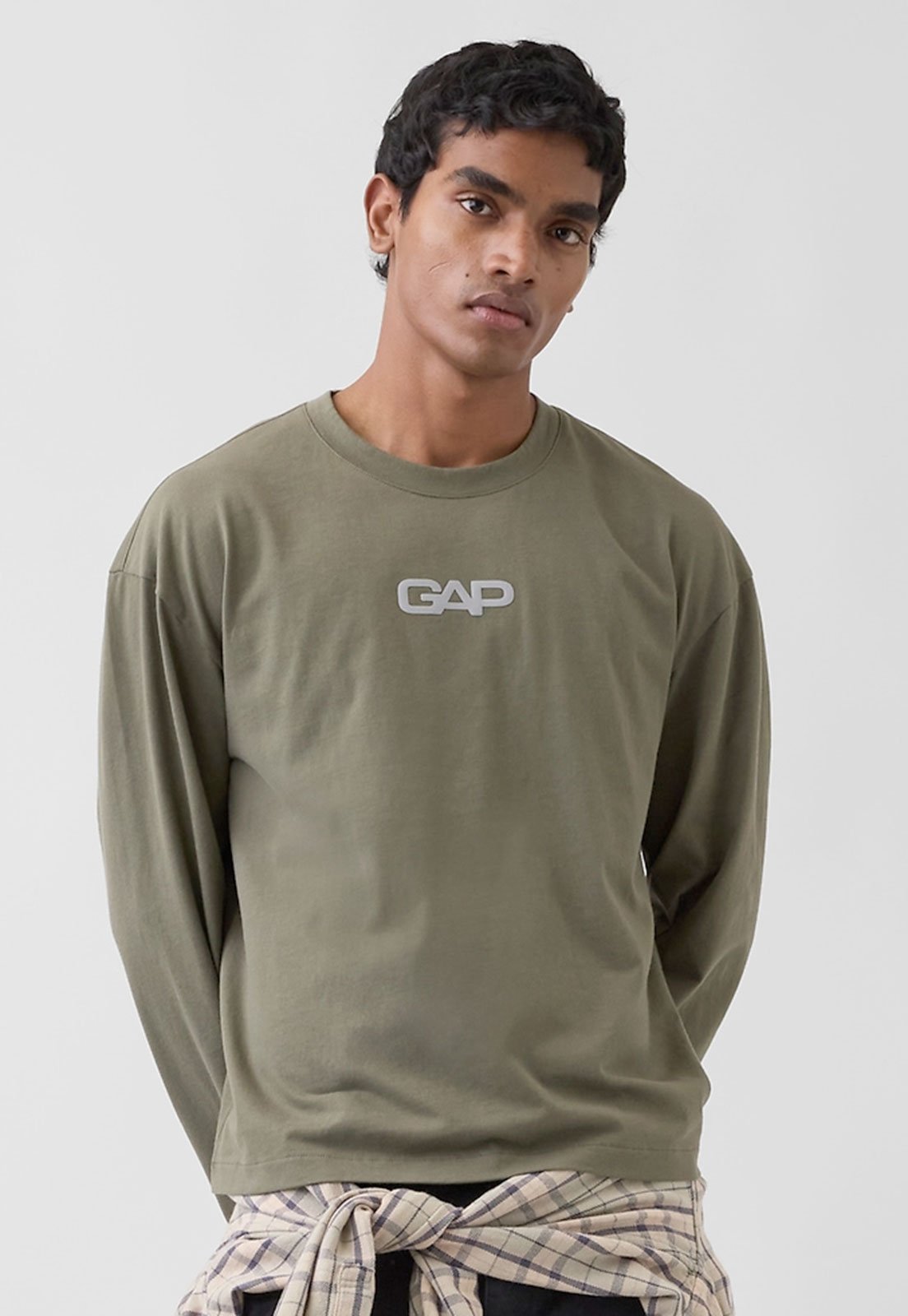 Camiseta Masculina GAP Logo Manga Longa Verde