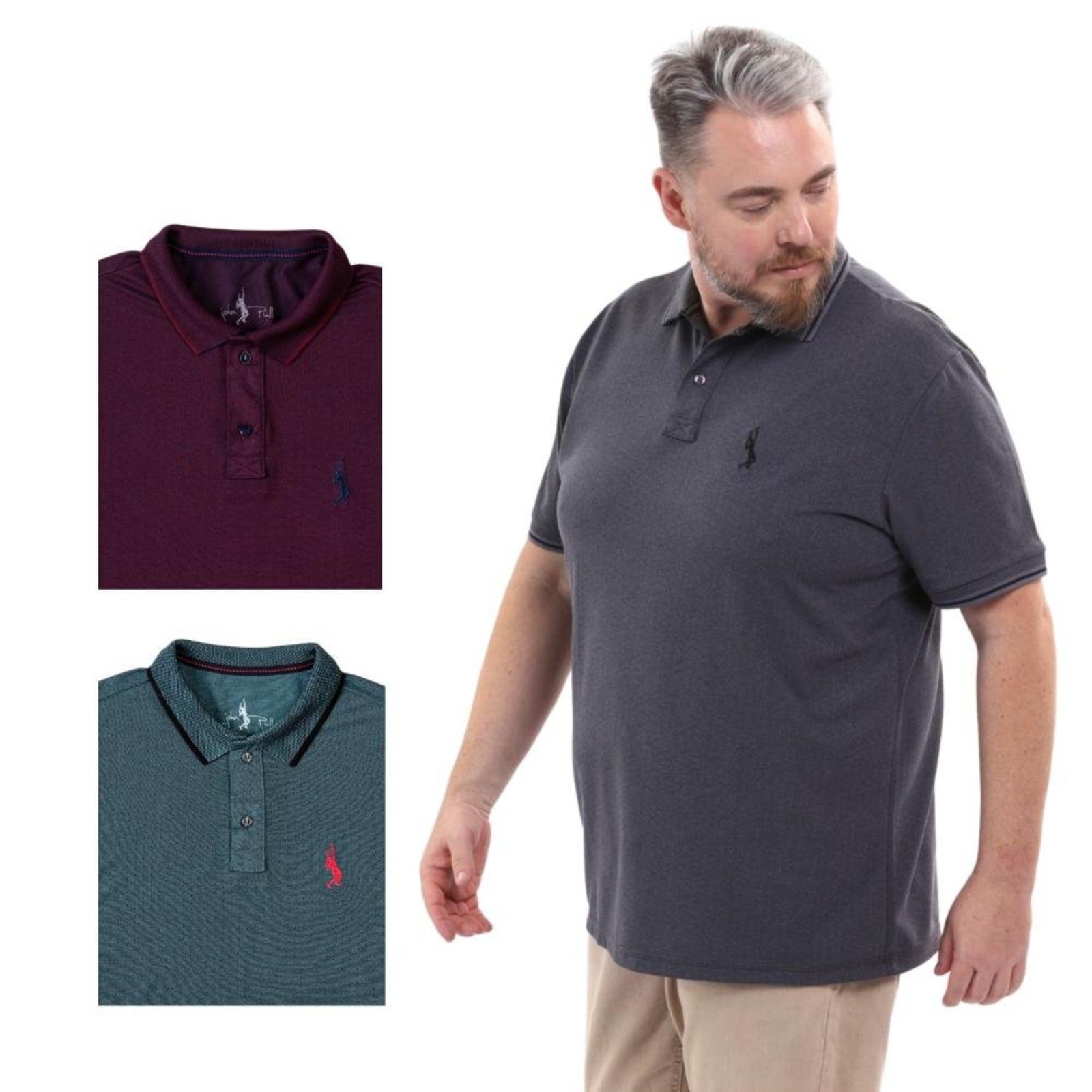 Kit 3 Camisa Polo Masculina Plus Size Piquet Algodão Leve