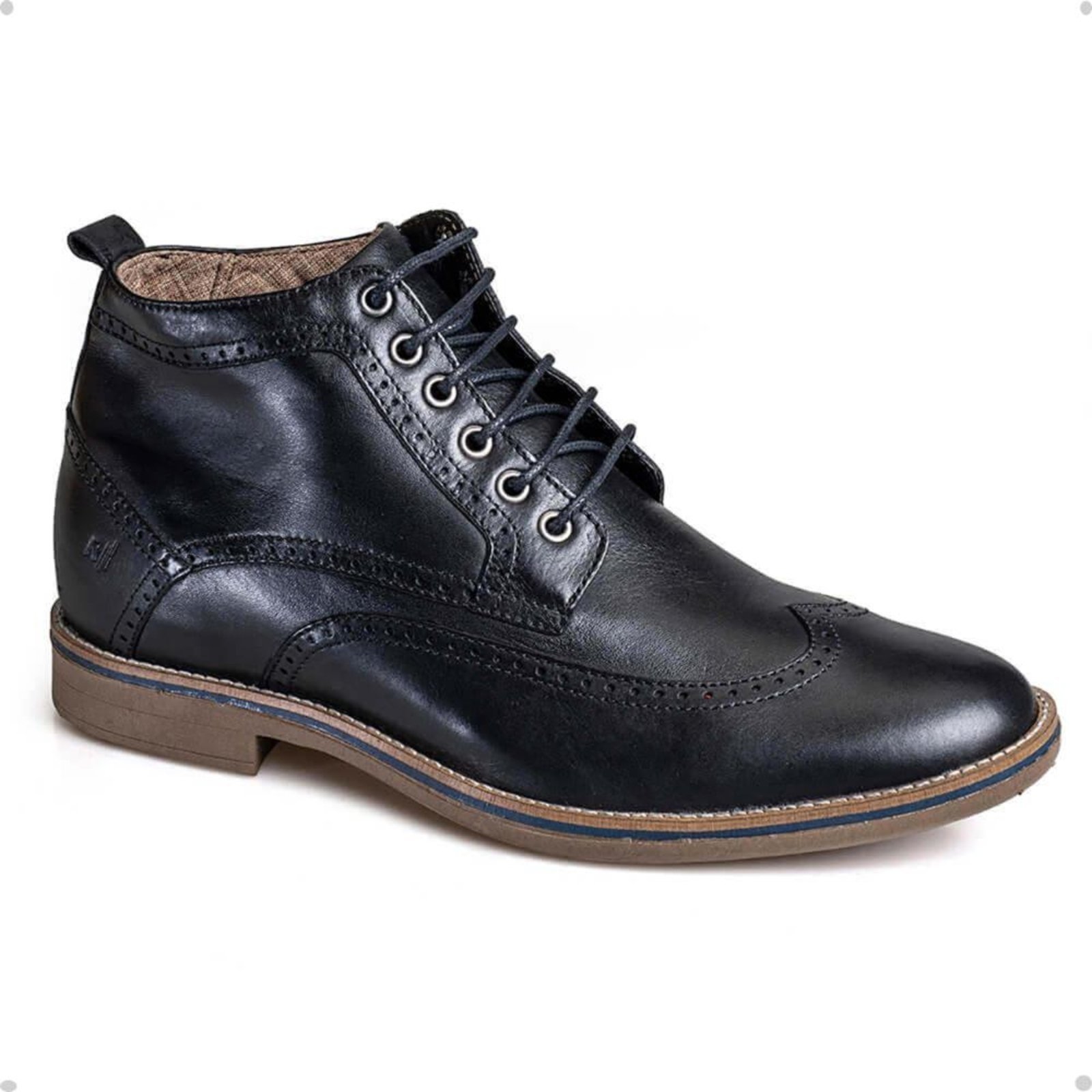 Bota Rafarillo Coturno Masculina Couro Aumenta Altura Preto