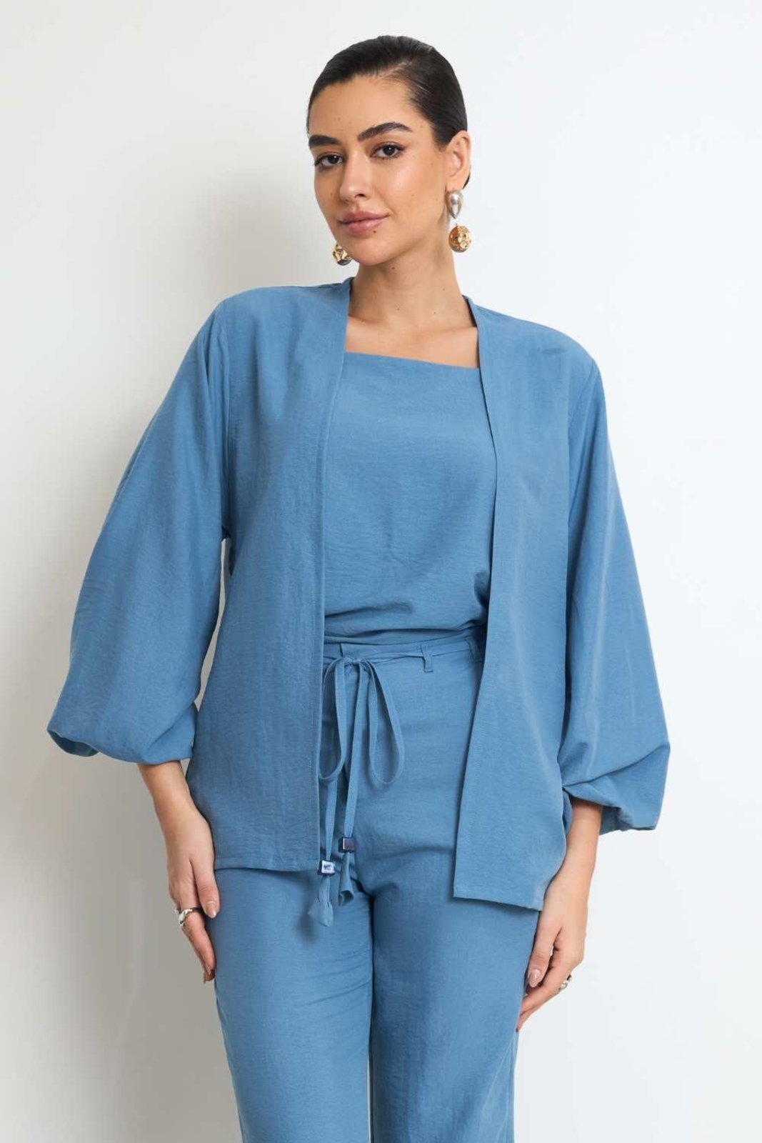 Vista 2 Cardigan Vanibele Crepe azul Vanibele azul