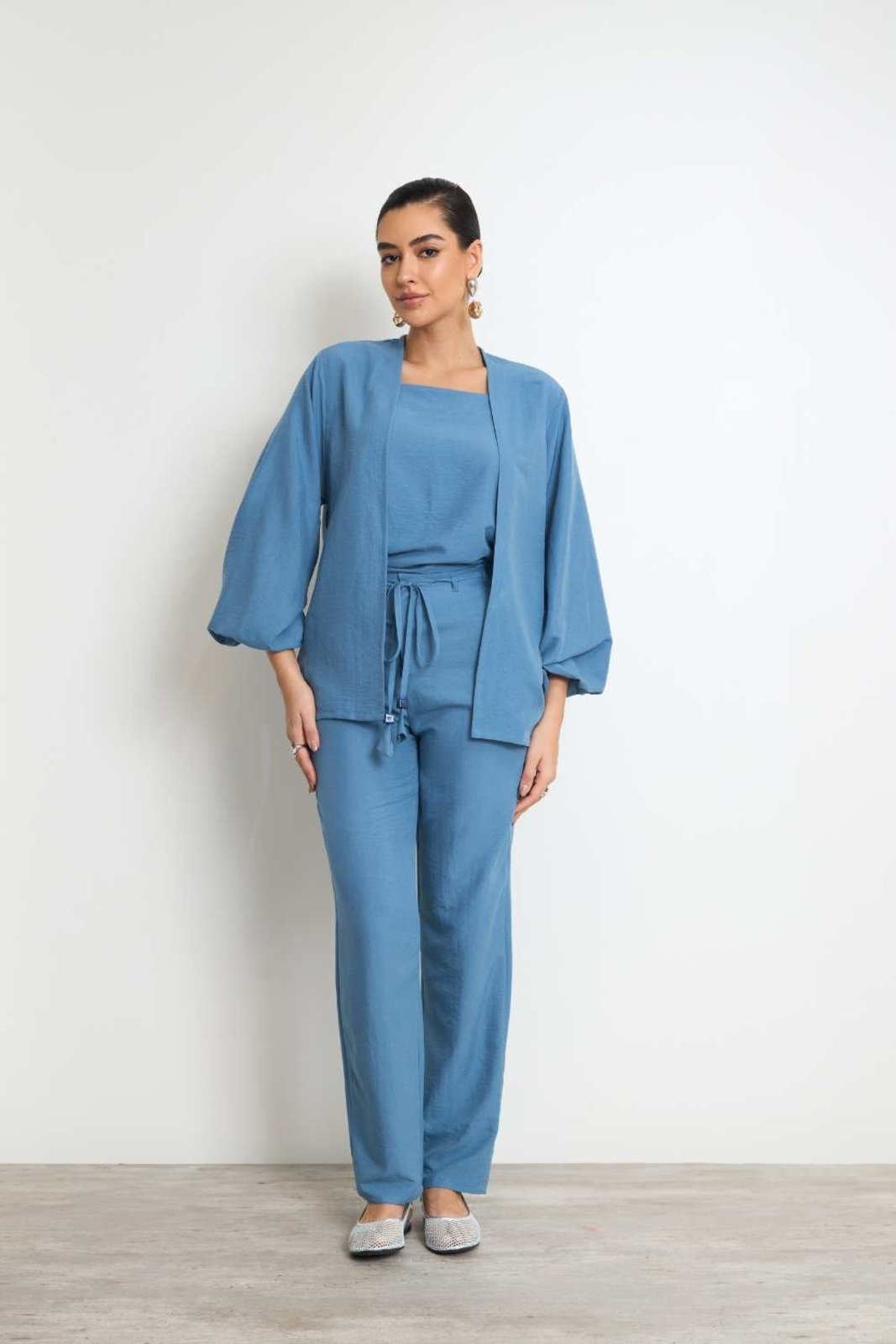 Vista 3 Cardigan Vanibele Crepe azul Vanibele azul