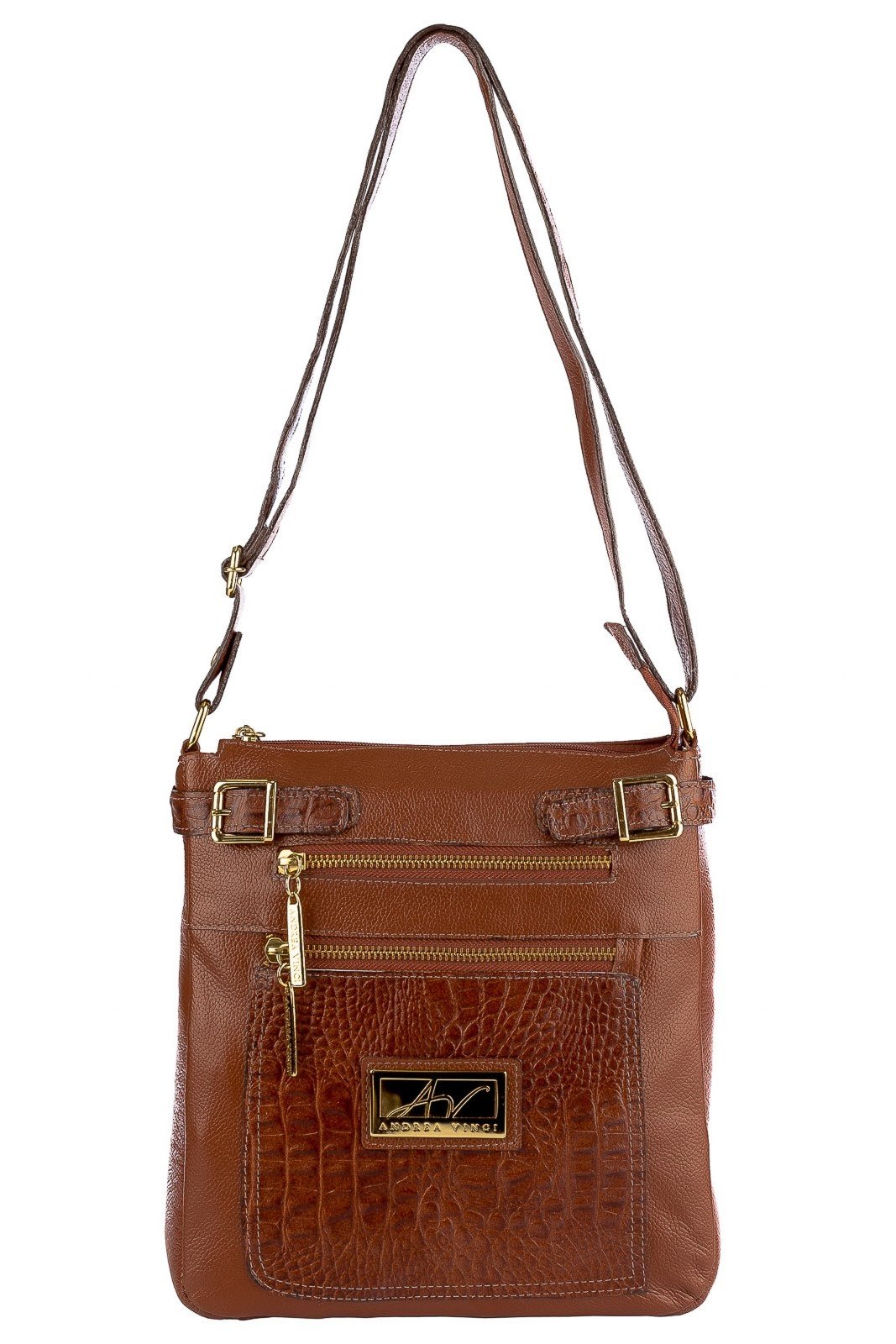 Bolsa Transversal de couro croco Chloe - Whisky