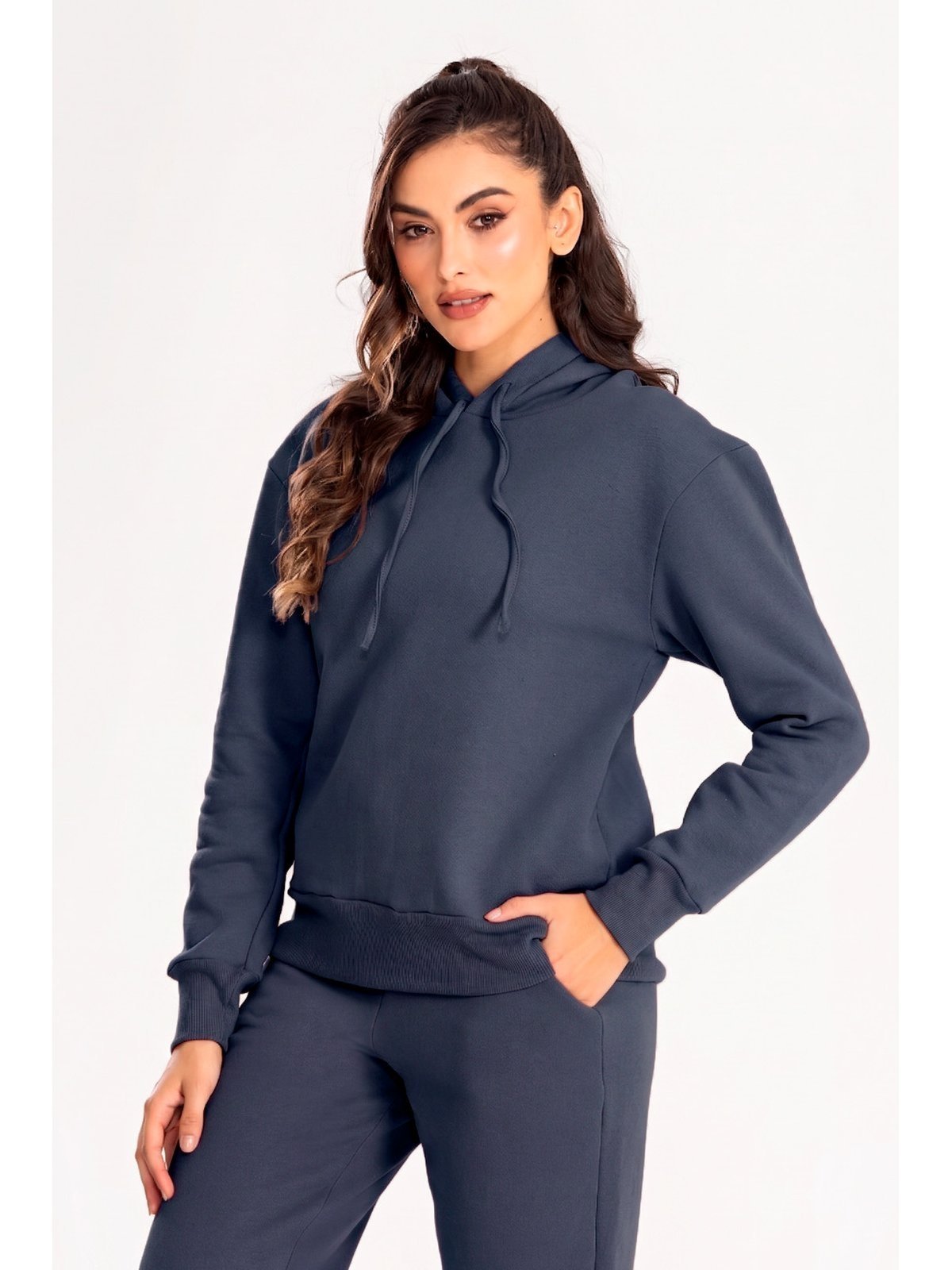Blusa Moletom Oversized com Capuz Chumbo