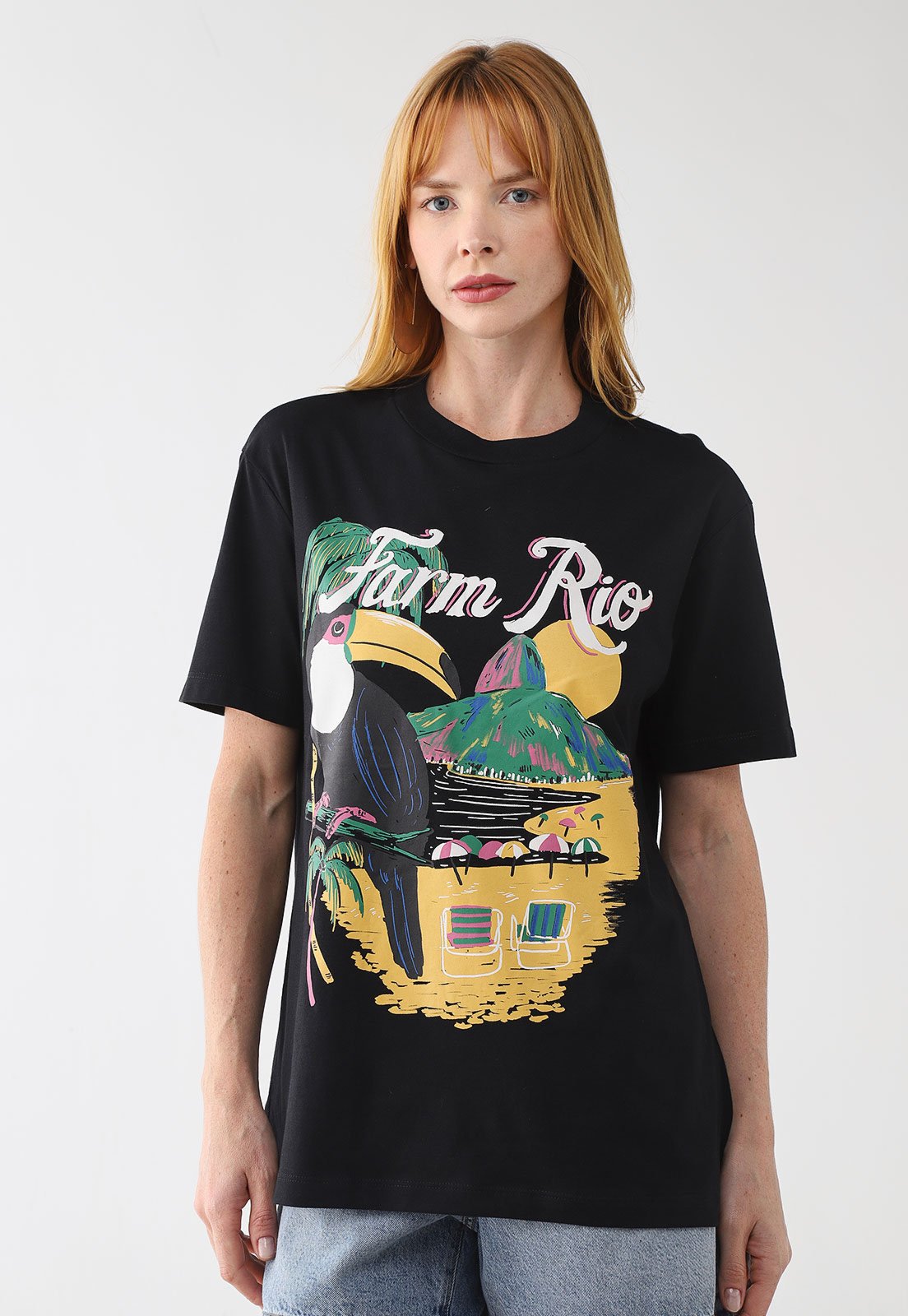 Camiseta Feminina Farm Estampa Tucano Preta