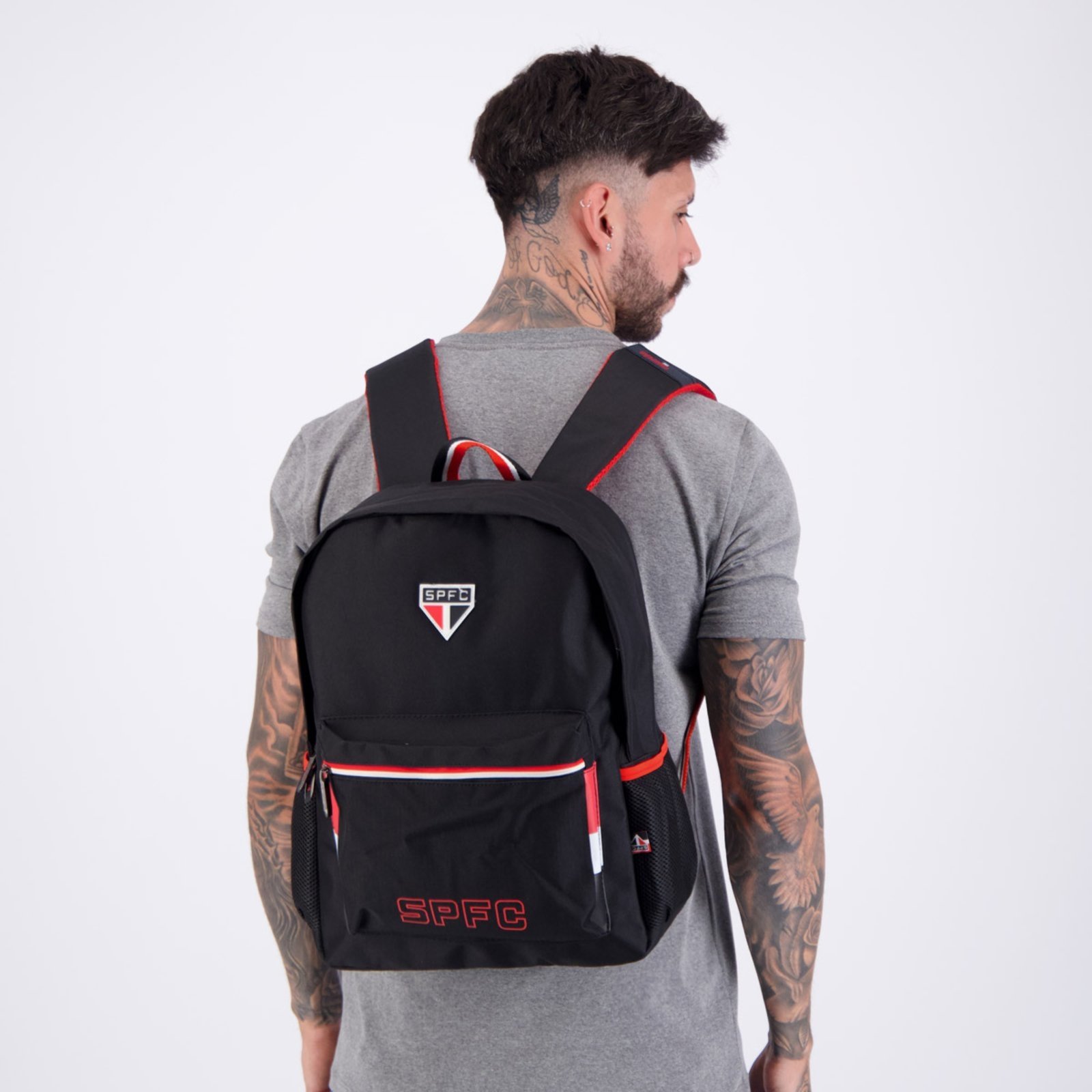 Vista 2 Infantil - Mochila São Paulo Esportiva Preta e Vermelha Xeryus preto Xeryus preto