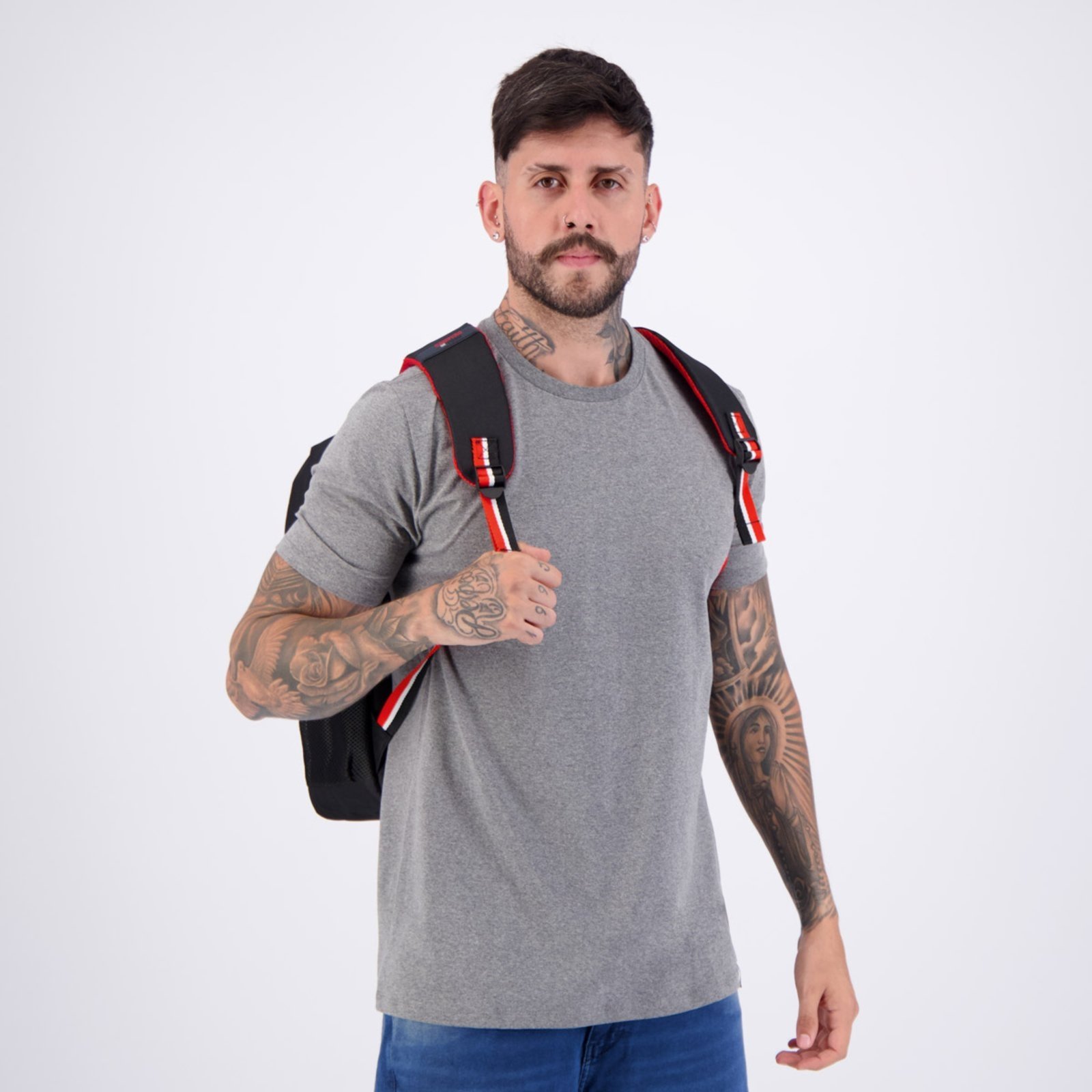Vista 3 Infantil - Mochila São Paulo Esportiva Preta e Vermelha Xeryus preto Xeryus preto