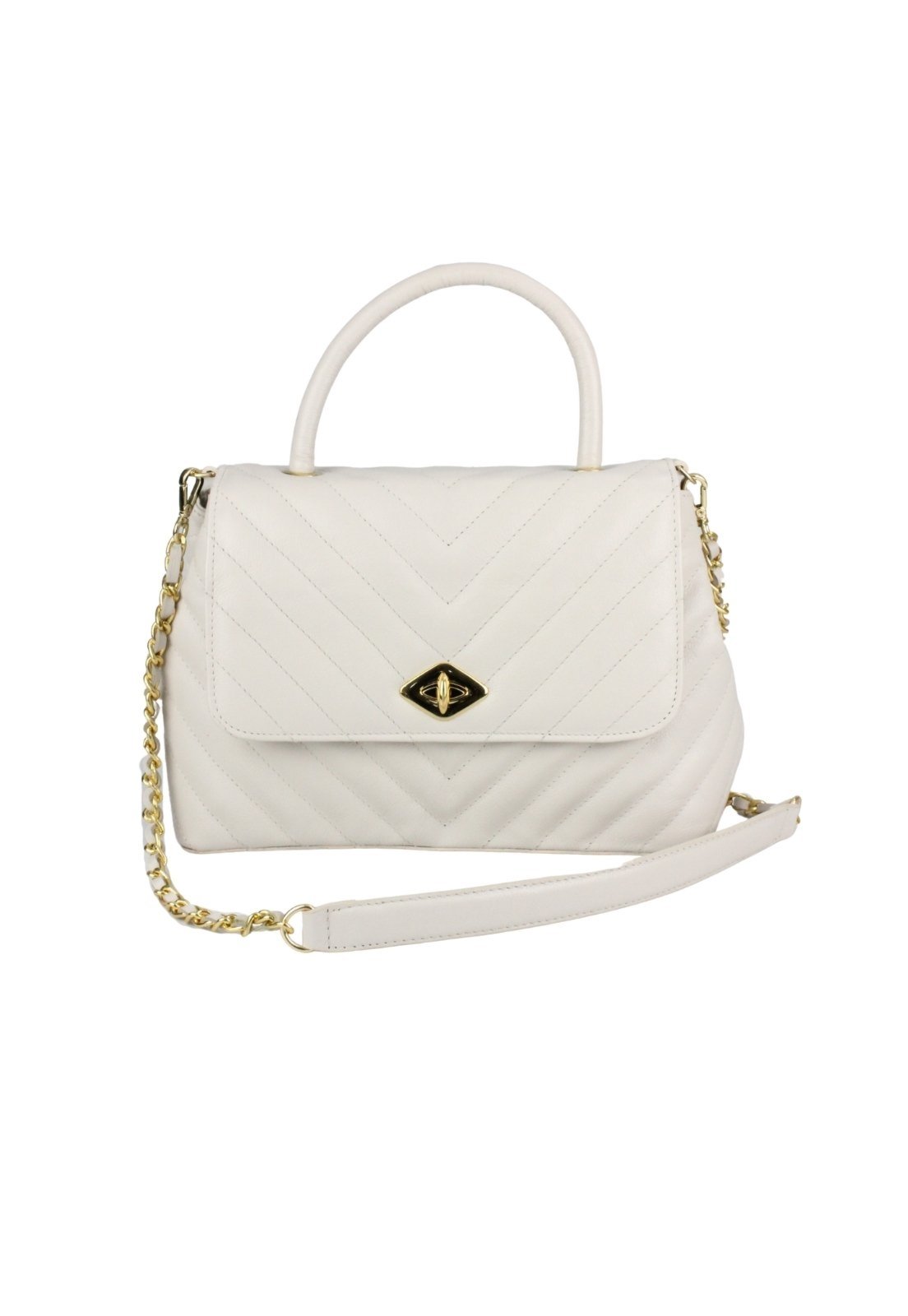 Bolsa Nua Duza Feminina Couro Off White