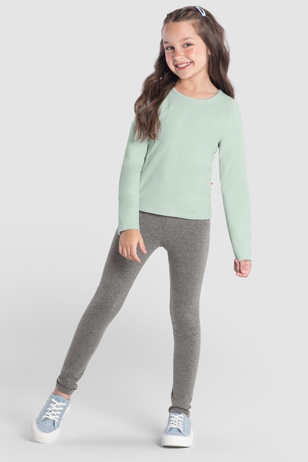 Vista 2 Infantil - Calça legging menina em cotton Brandili cinza Brandili cinza