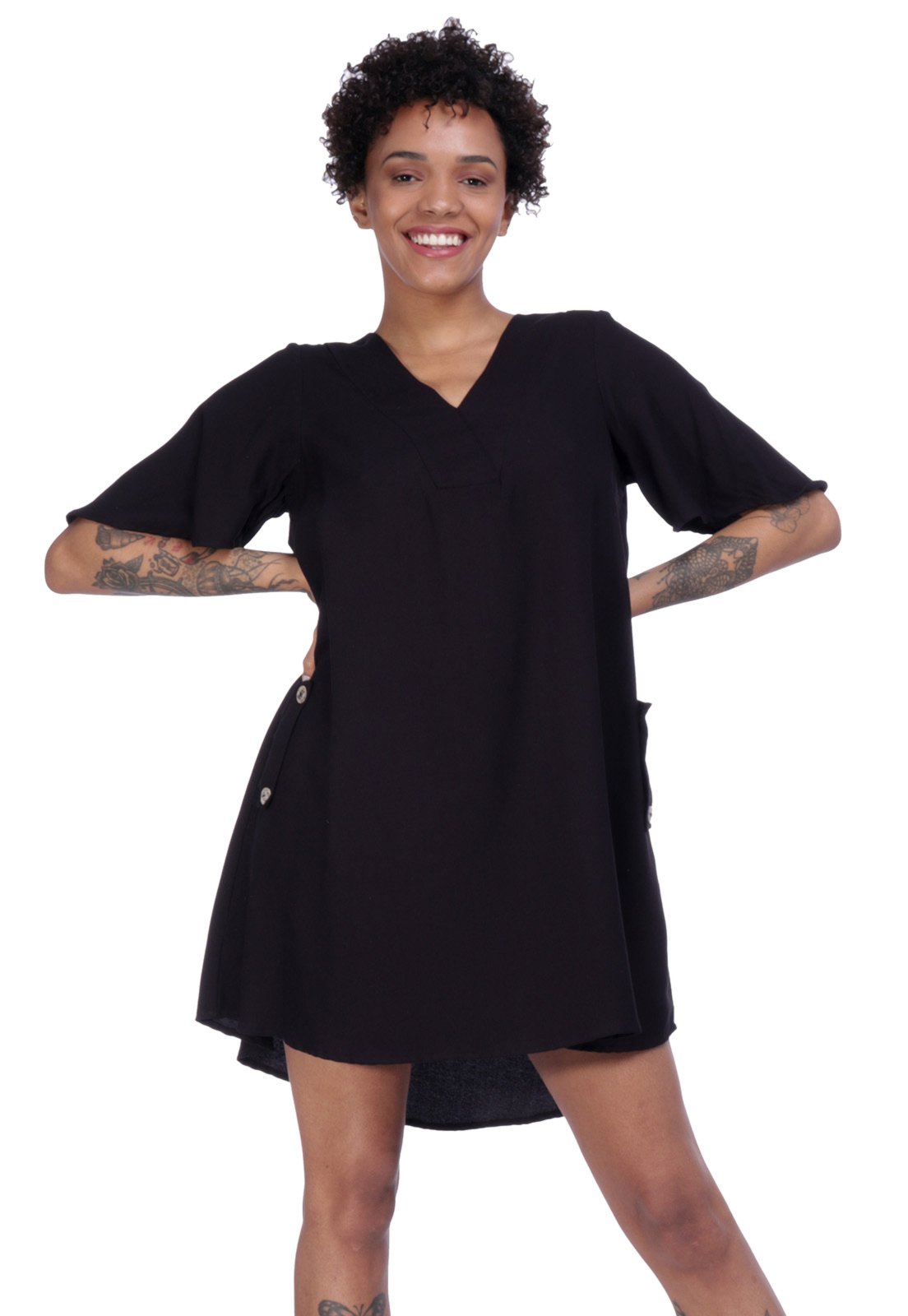 Vestido Curto Amazonia Vital Plano Black Preto