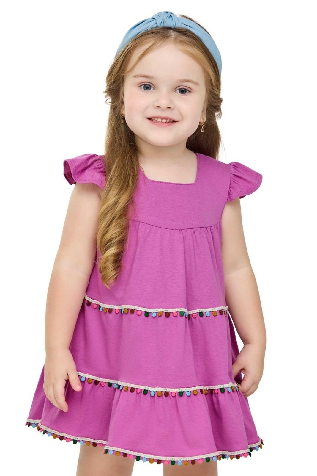Infantil - Vestido Menina Cantarim Renda Pompom Elian Rosa