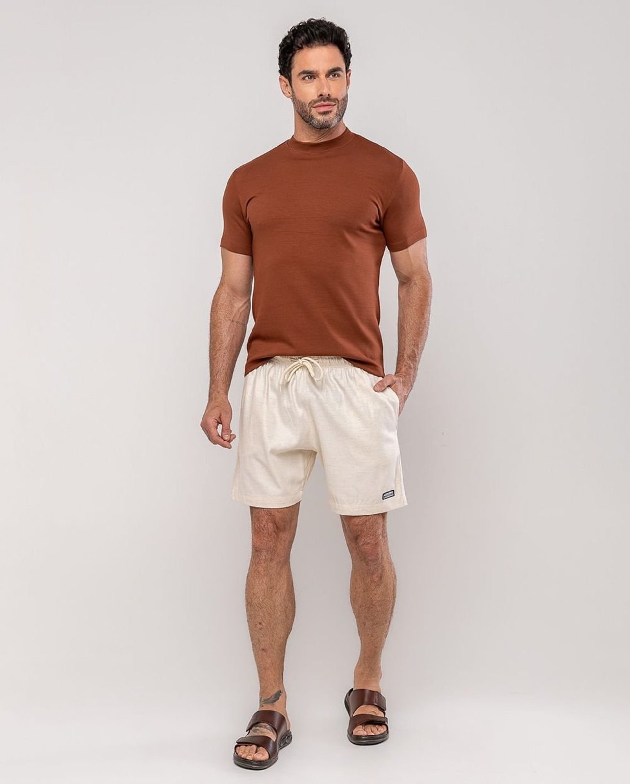 Bermuda Linho Masculina com Cordão 26235 Linho Consciência