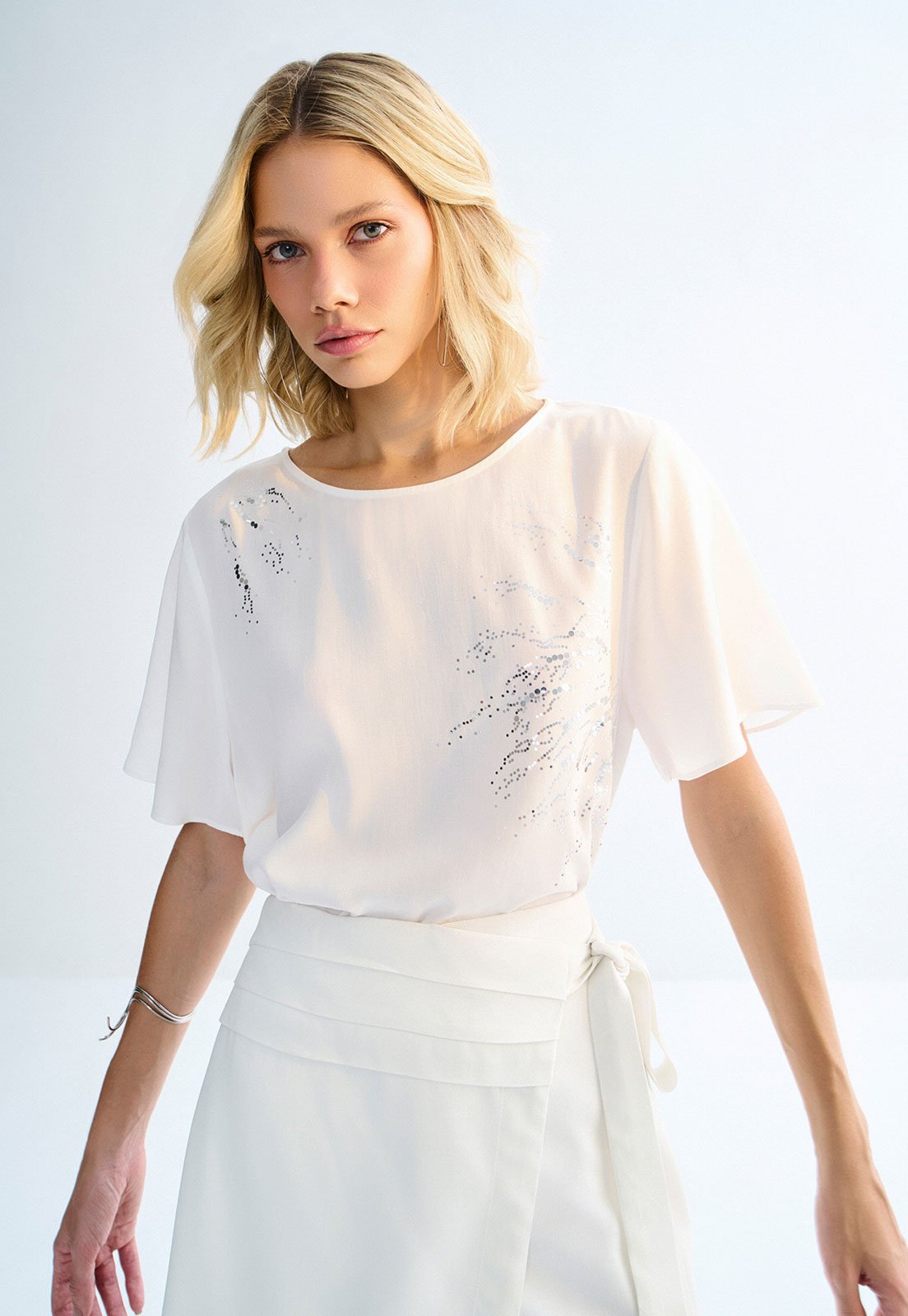 Blusa Feminina Lez a Lez Manga Curta Decote Redondo Branca