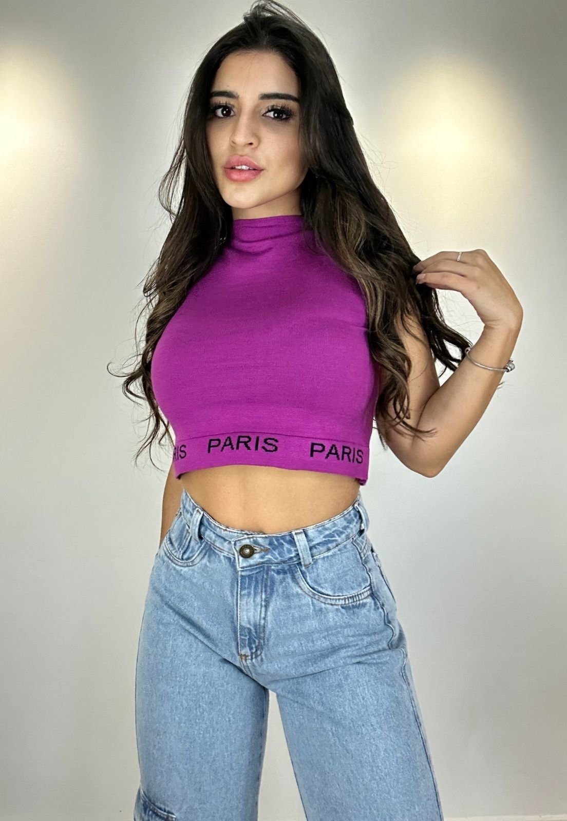 Cropped Tricot PARIS Fúcsia