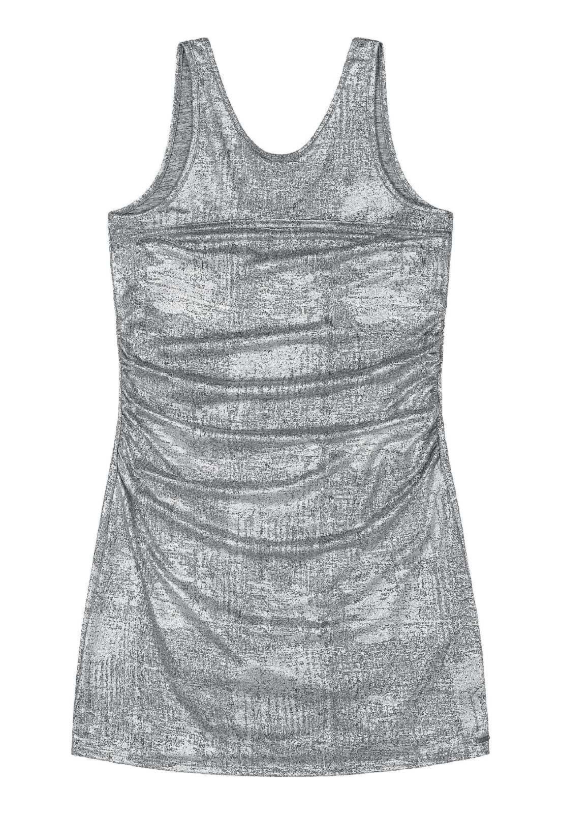 Vista 3 Infantil - Vestido Juvenil em Malha Fóil Gloss cinza Gloss cinza