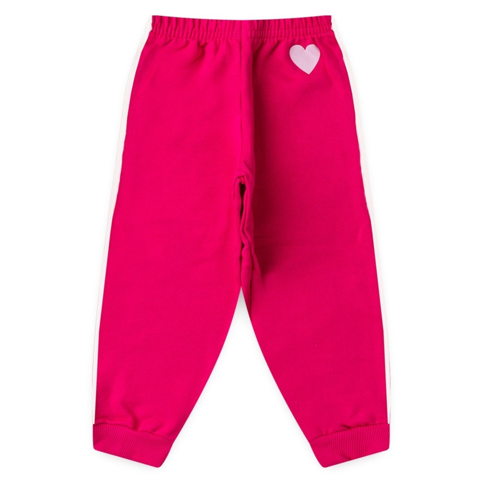 Infantil - Calça Inverno Menina Pink em Moletom com Friso Sobreposto Coração