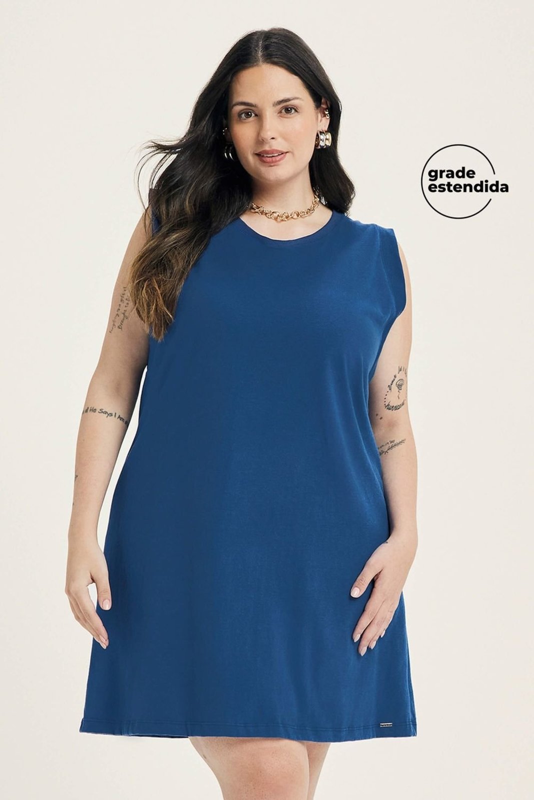Vestido Feminino Malhão Peletizado Marialícia Azul