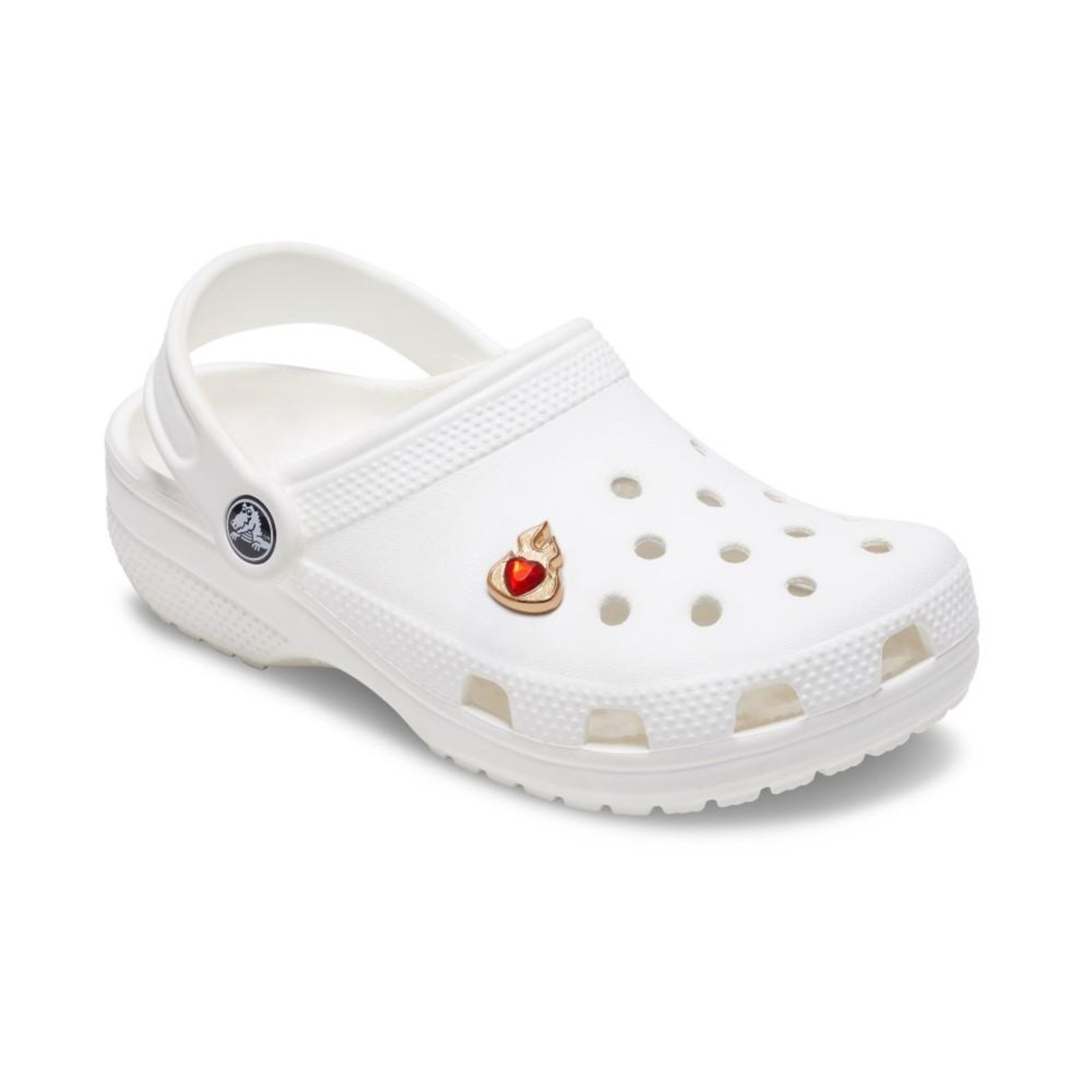 Vista 3 Infantil - Jibbitz™ Chama de Ouro com Coração de Rubi Crocs branco