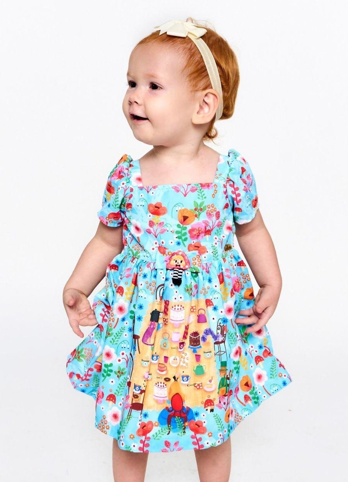Infantil - Vestido com Calcinha Estampa Jardim das Maravilhas Azul