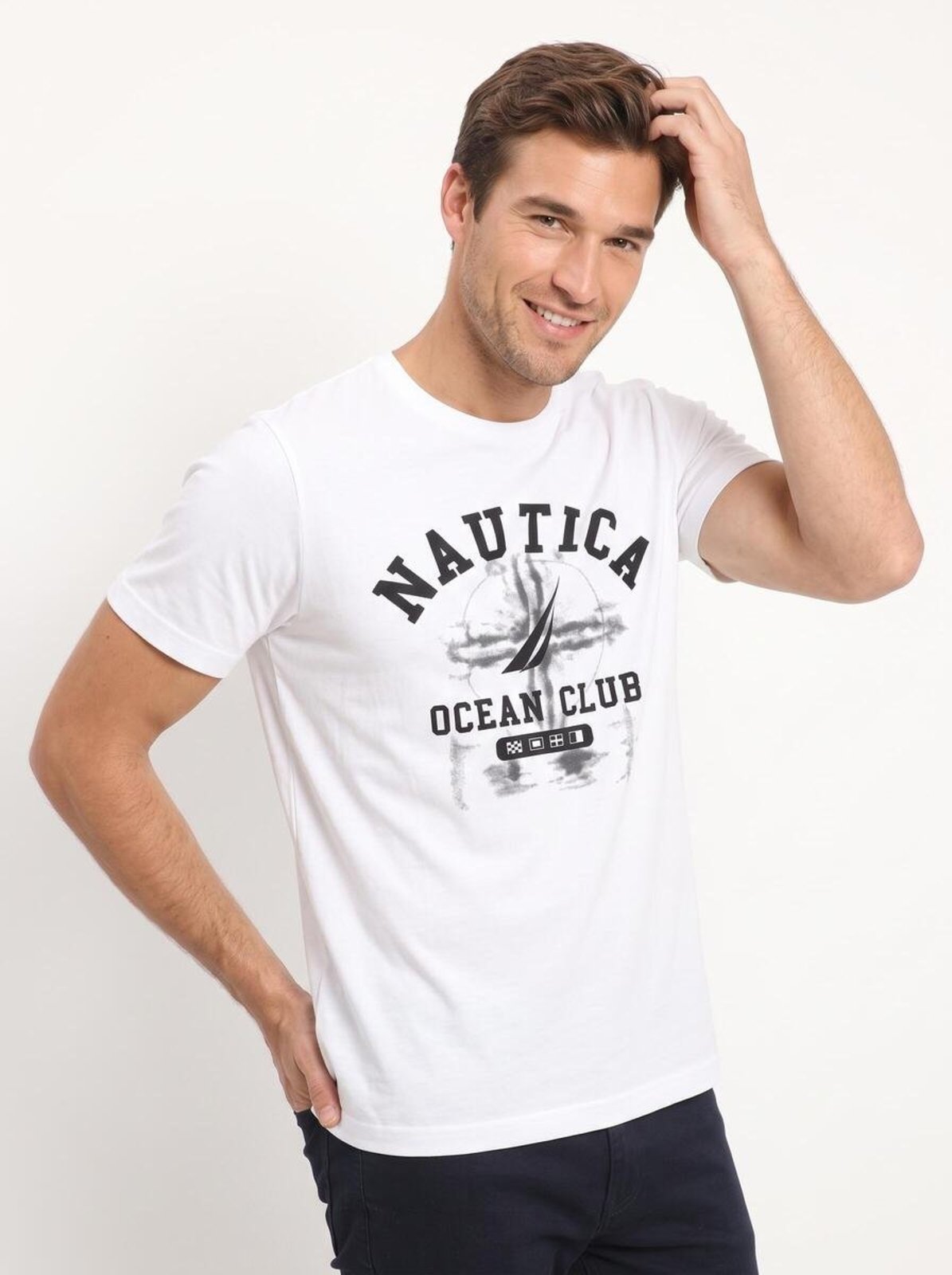 Camiseta Nautica Manga Curta Estampada Nautica Branco