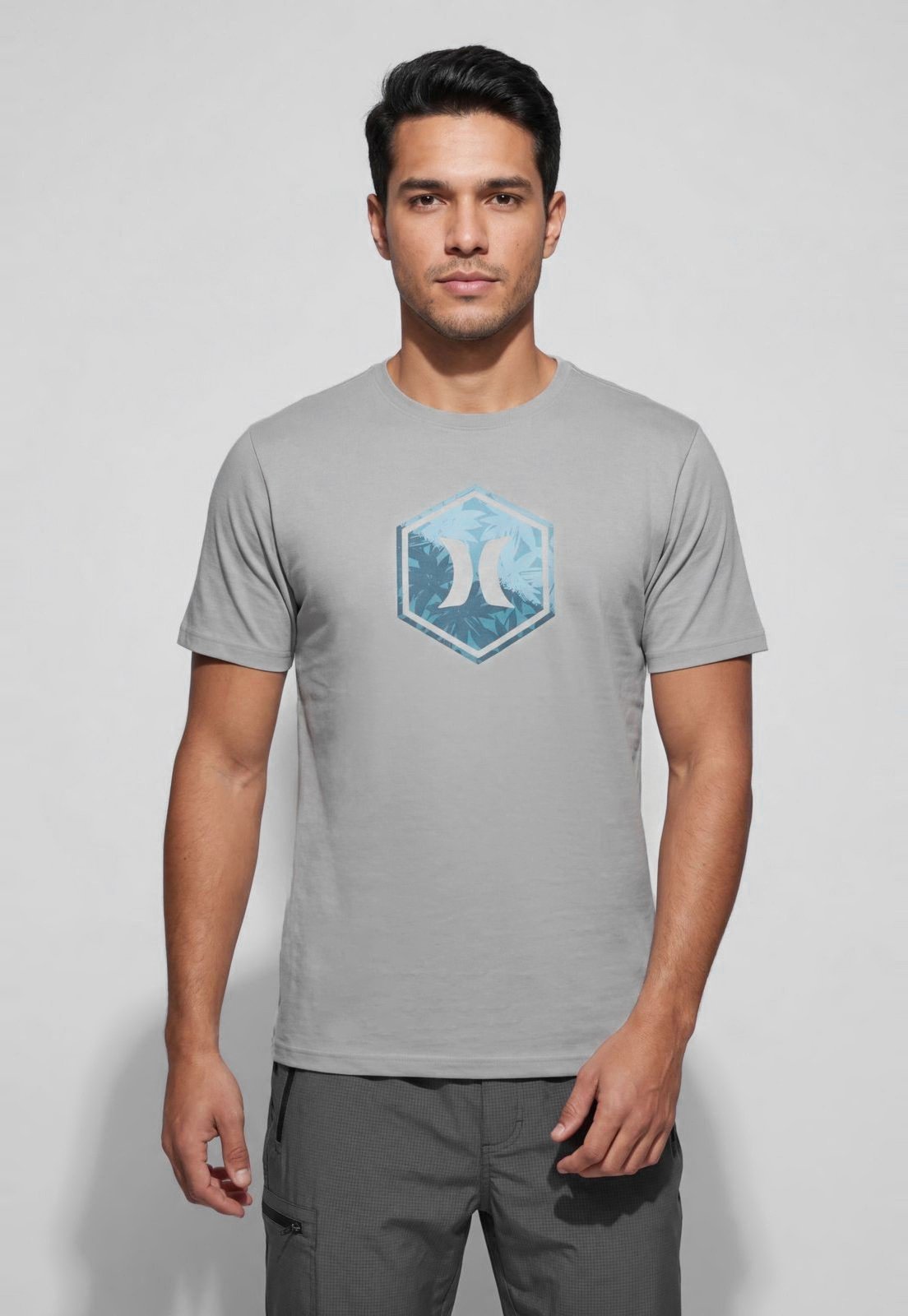 Camiseta Masculina Hurley Estampa Frontal Cinza