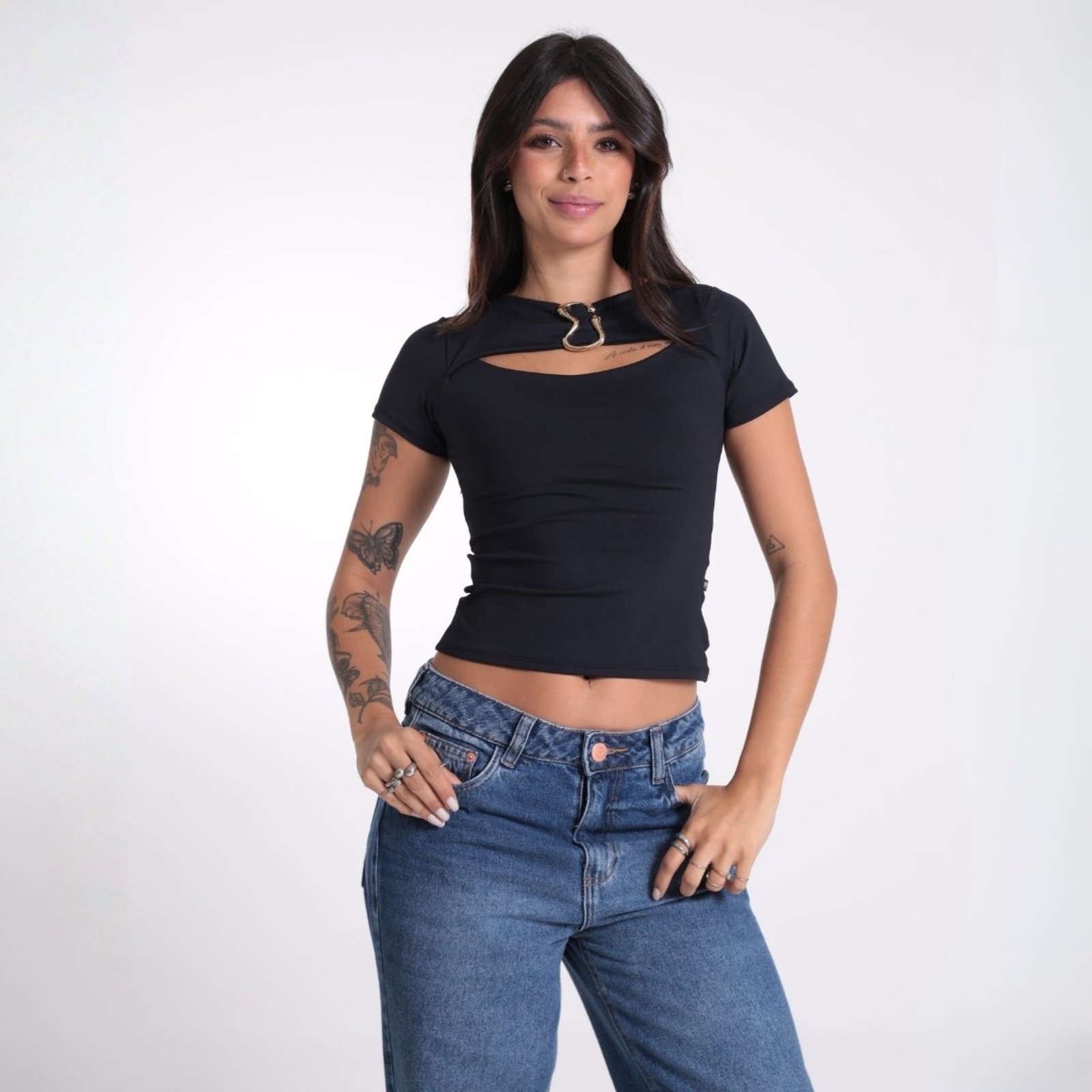 Blusa Com Recortes e Detalhe Feminina Revanche Vergara