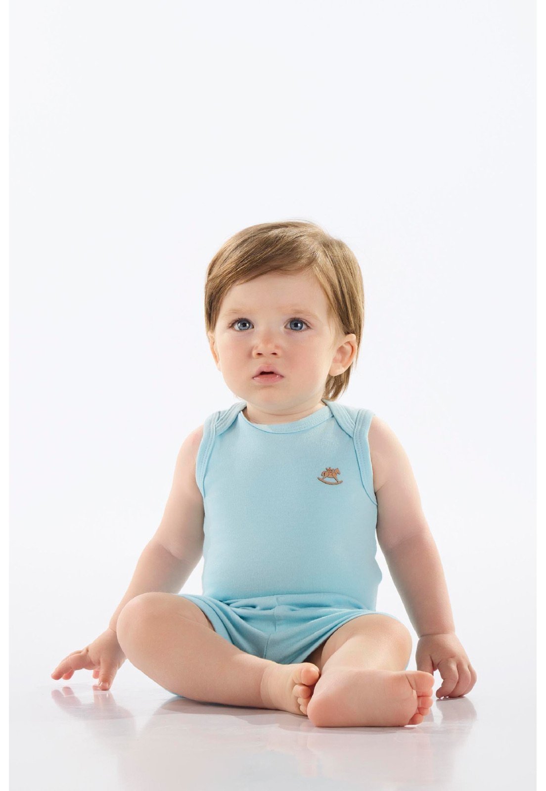 Infantil - Body Regata em Suedine Unissex Up Baby Azul