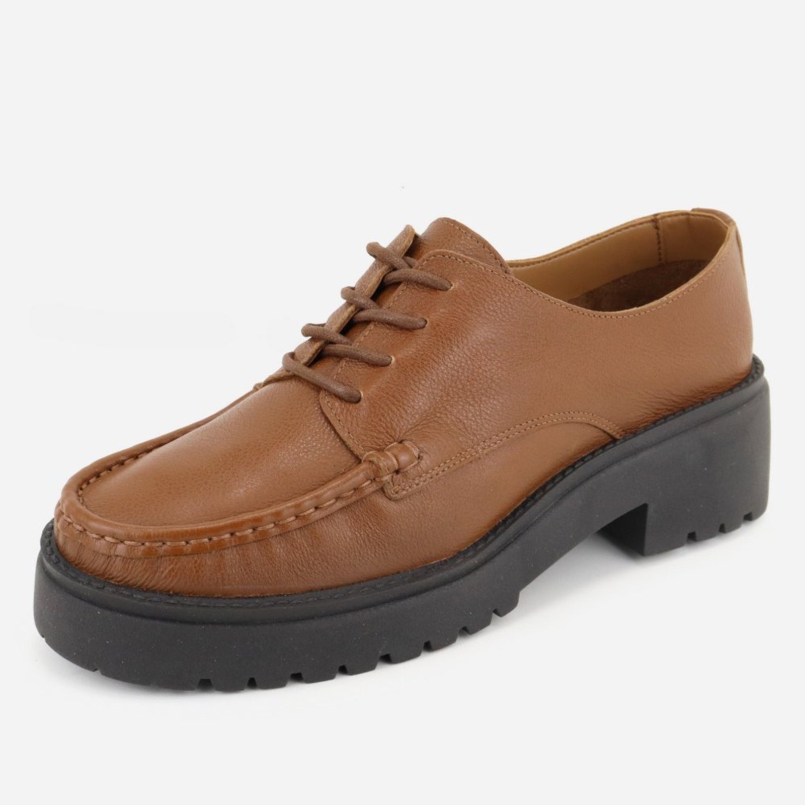 Mocassim Conforto em Couro Tratorado Amarração Maria Paula Rusty