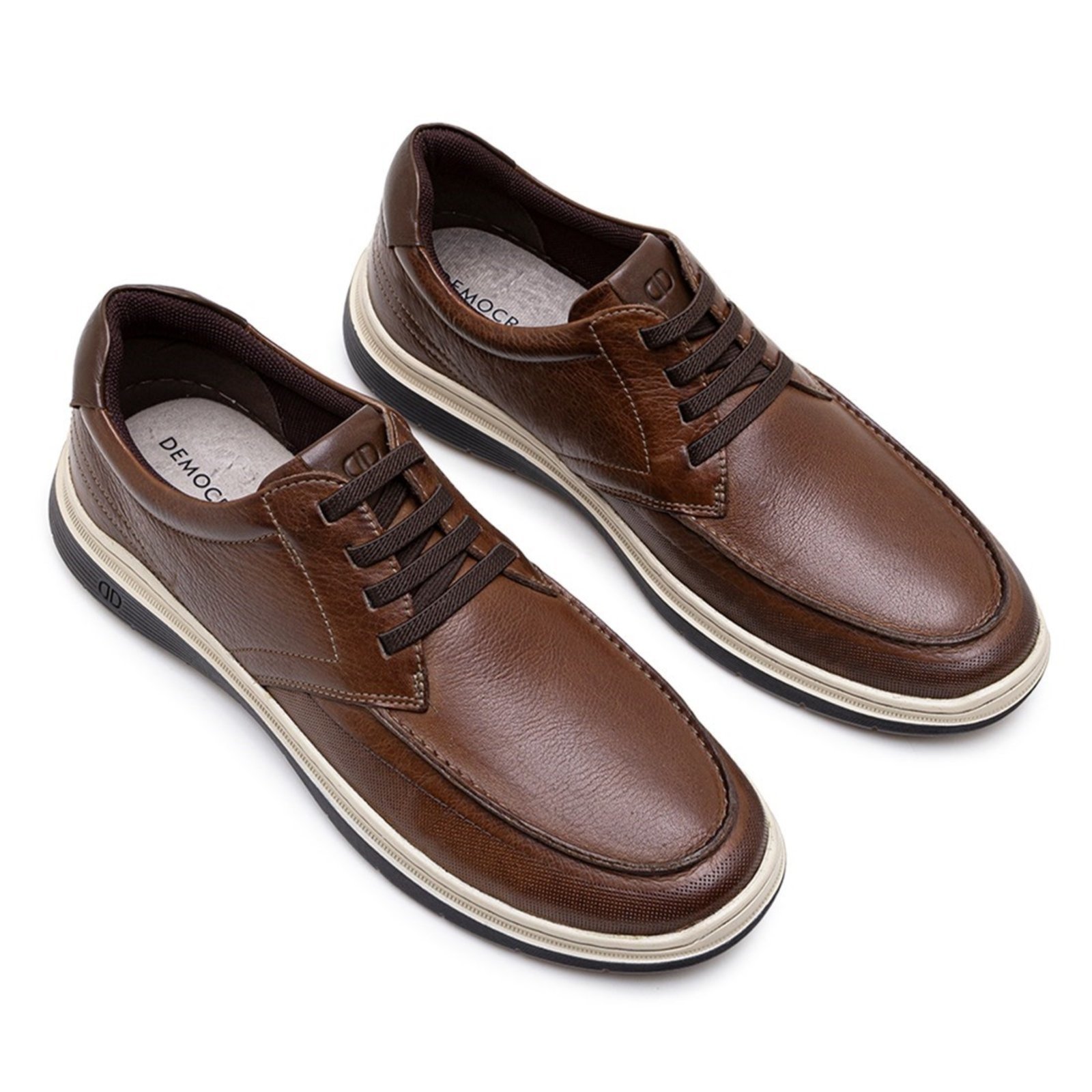 Vista 3 Sapato De Couro Democrata Masculino Easy Leave 245202 marrom DEMOCRATA marrom