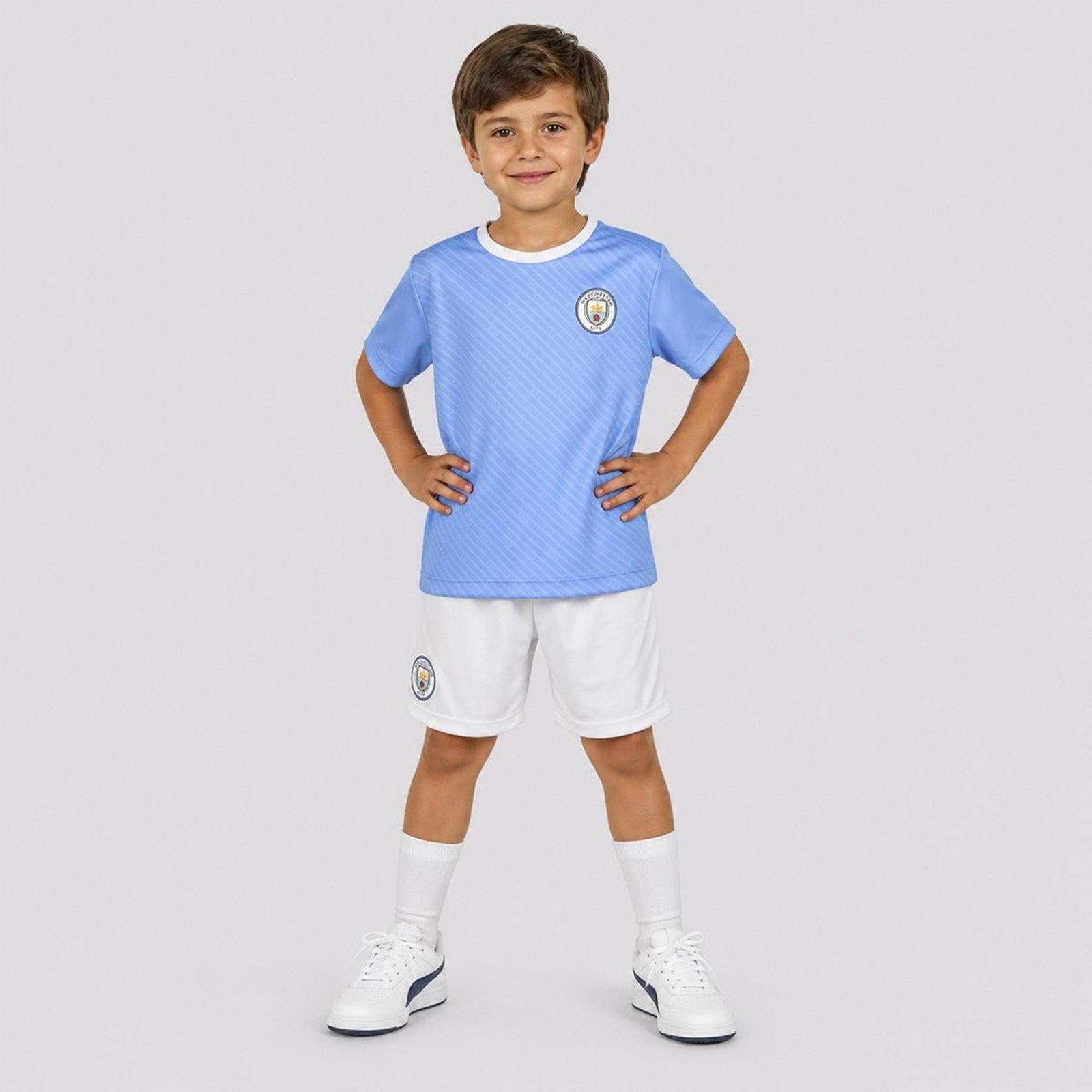 Kit Manchester City Mini Craque Branco e Azul