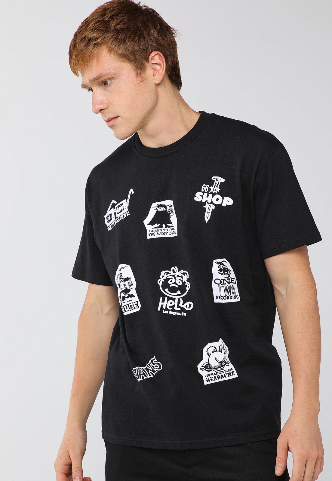 Camiseta Masculina Vans Knit Estampa Gráfica Preta