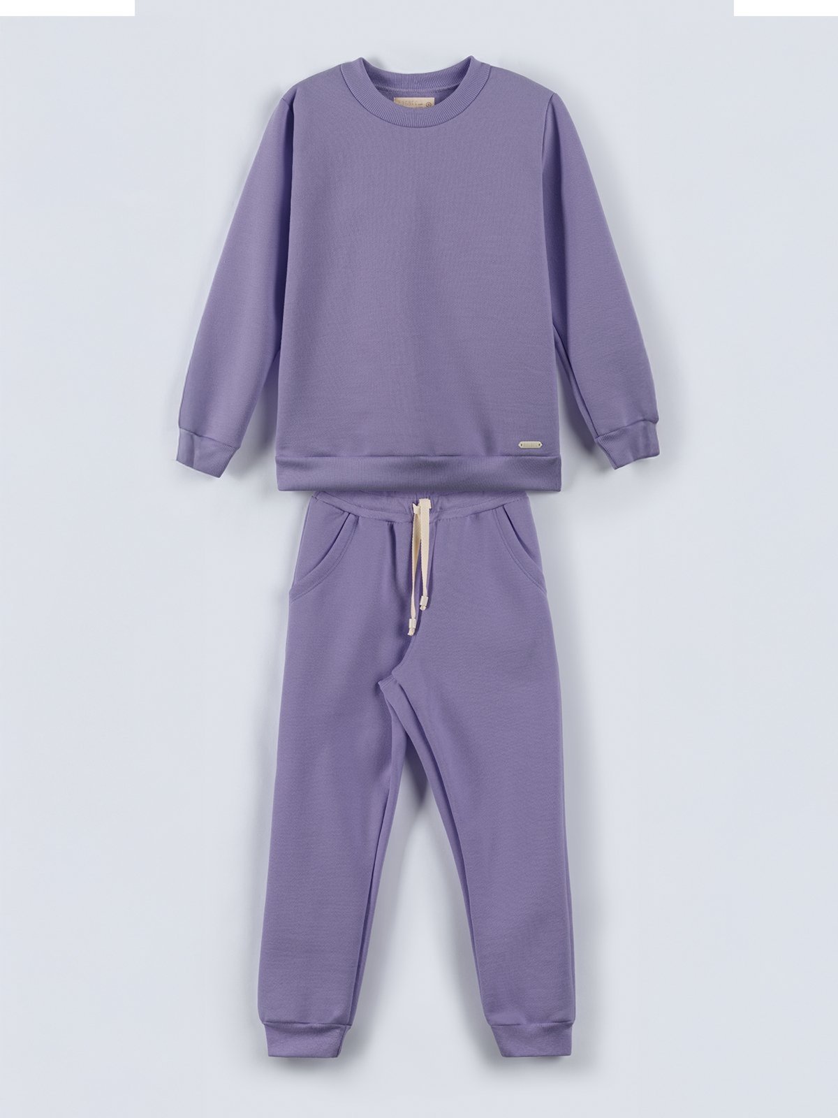 Vista 3 Infantil - Conjunto Moletom Bugbee Menina Casaco Manga Longa Gola Redonda e Calça com Bolso e Amarração Frontal Ipê roxo Bugbee roxo
